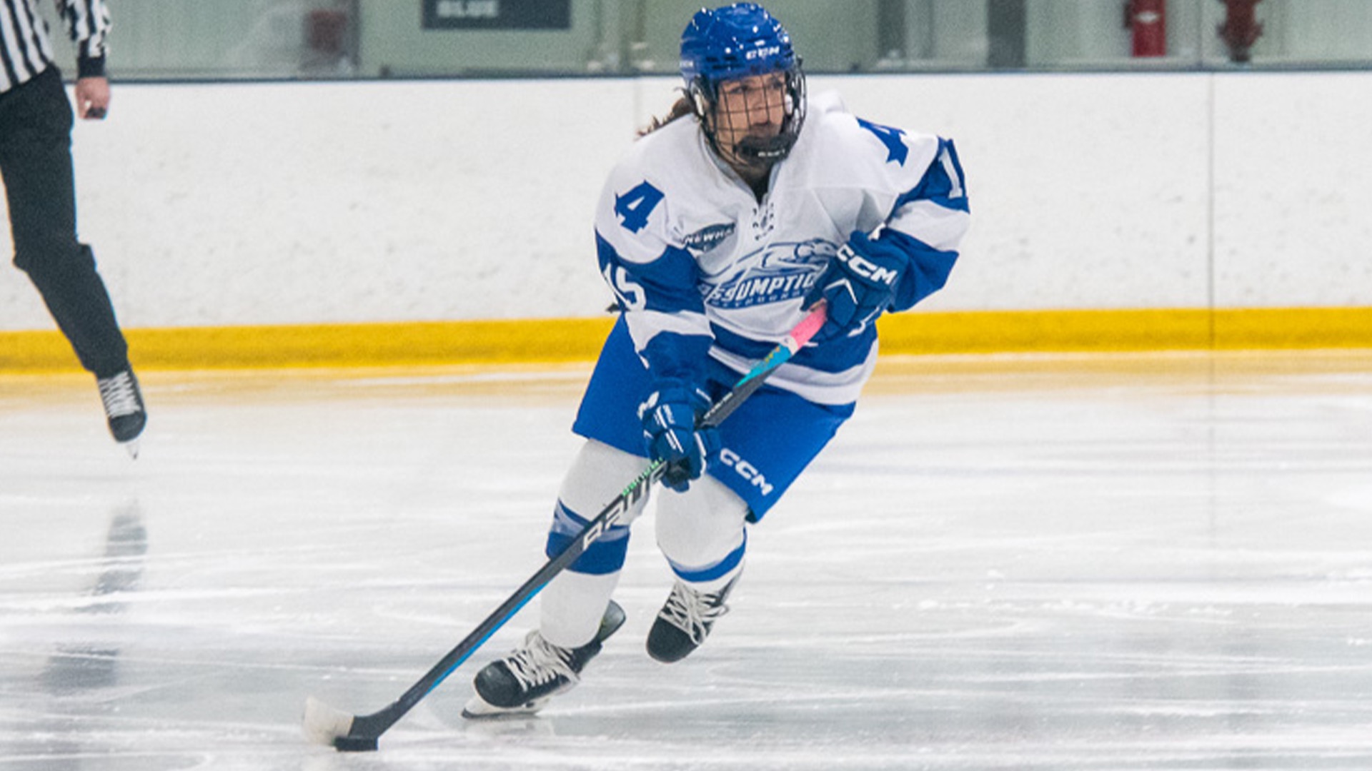 Women's Ice Hockey topped by Stonehill Assumption University