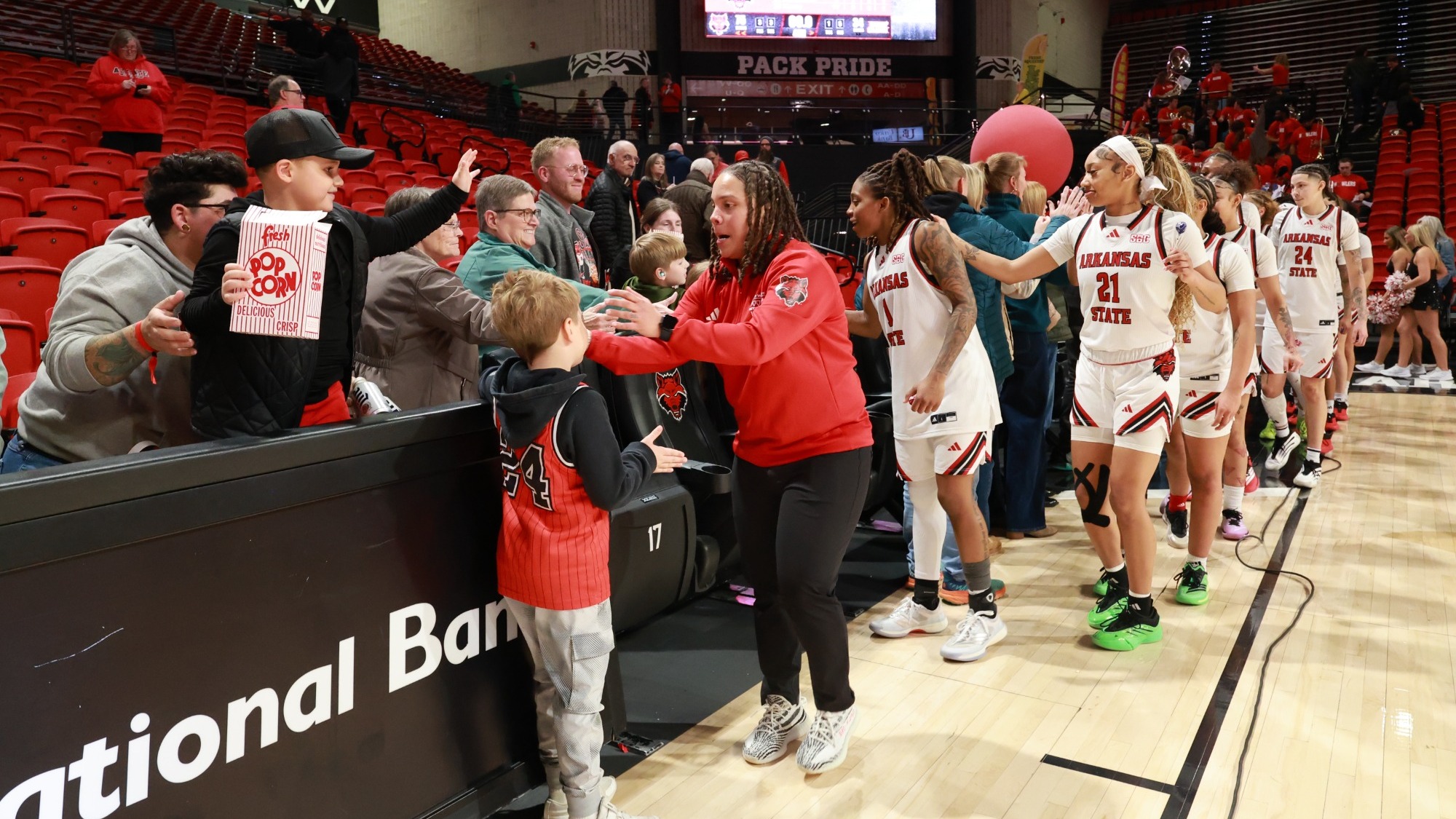 Team with fans postgame