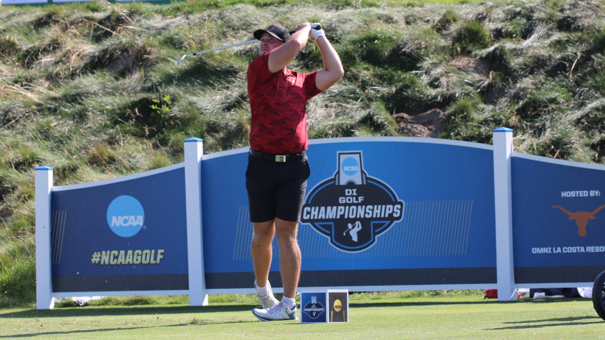 Thomas Schmidt on the 16th tee in third round of NCAA Championships
