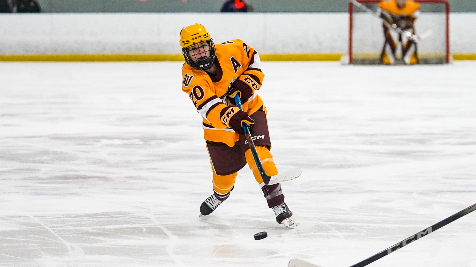 Gillian Evans takes a shot on goal