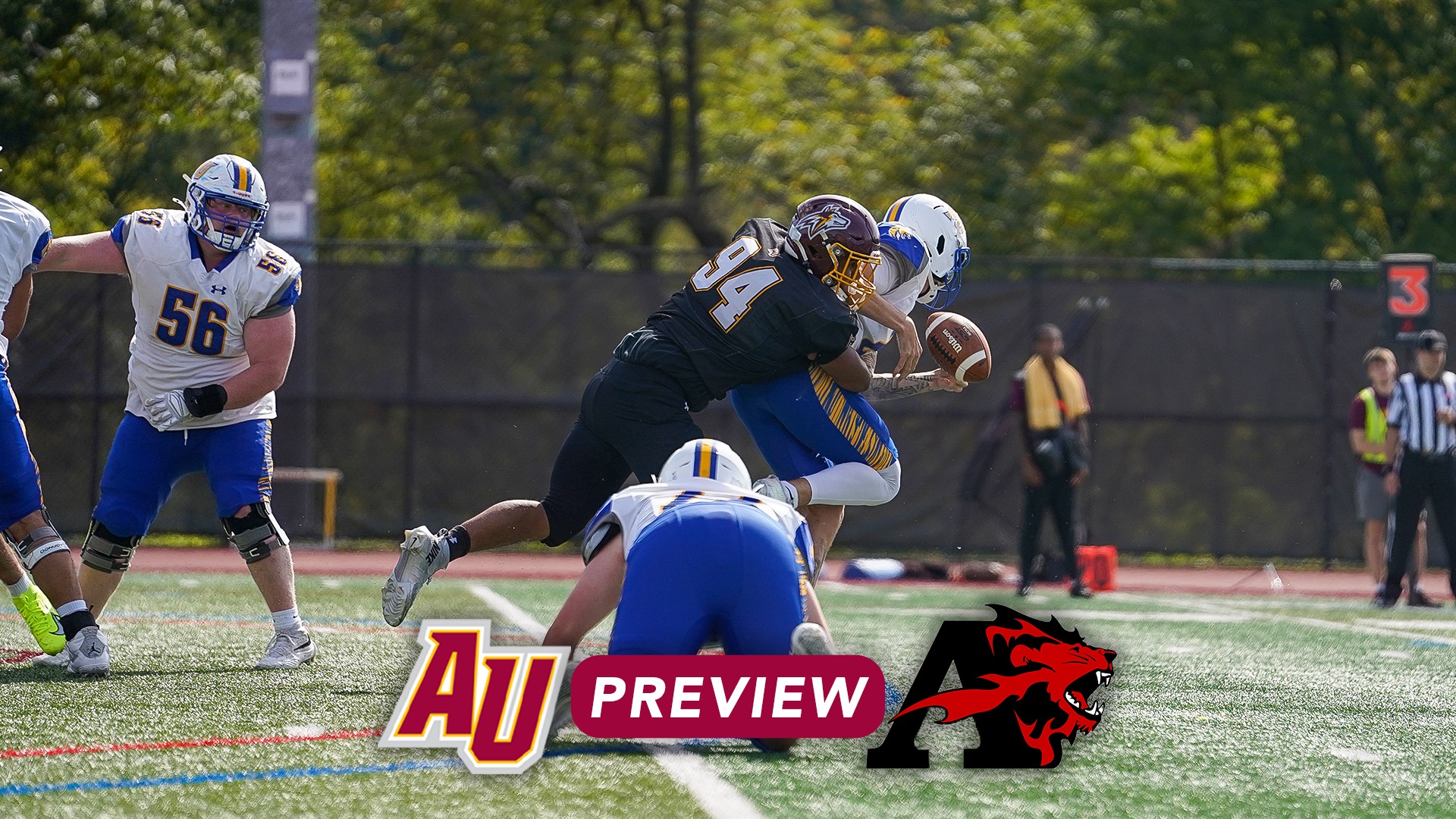 Christian Medina forces a fumble against Misericordia