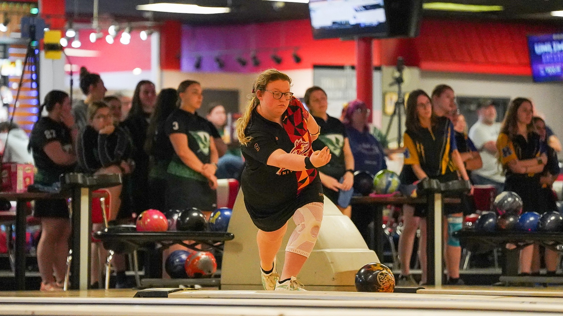 Jones sends a ball down the lane. 