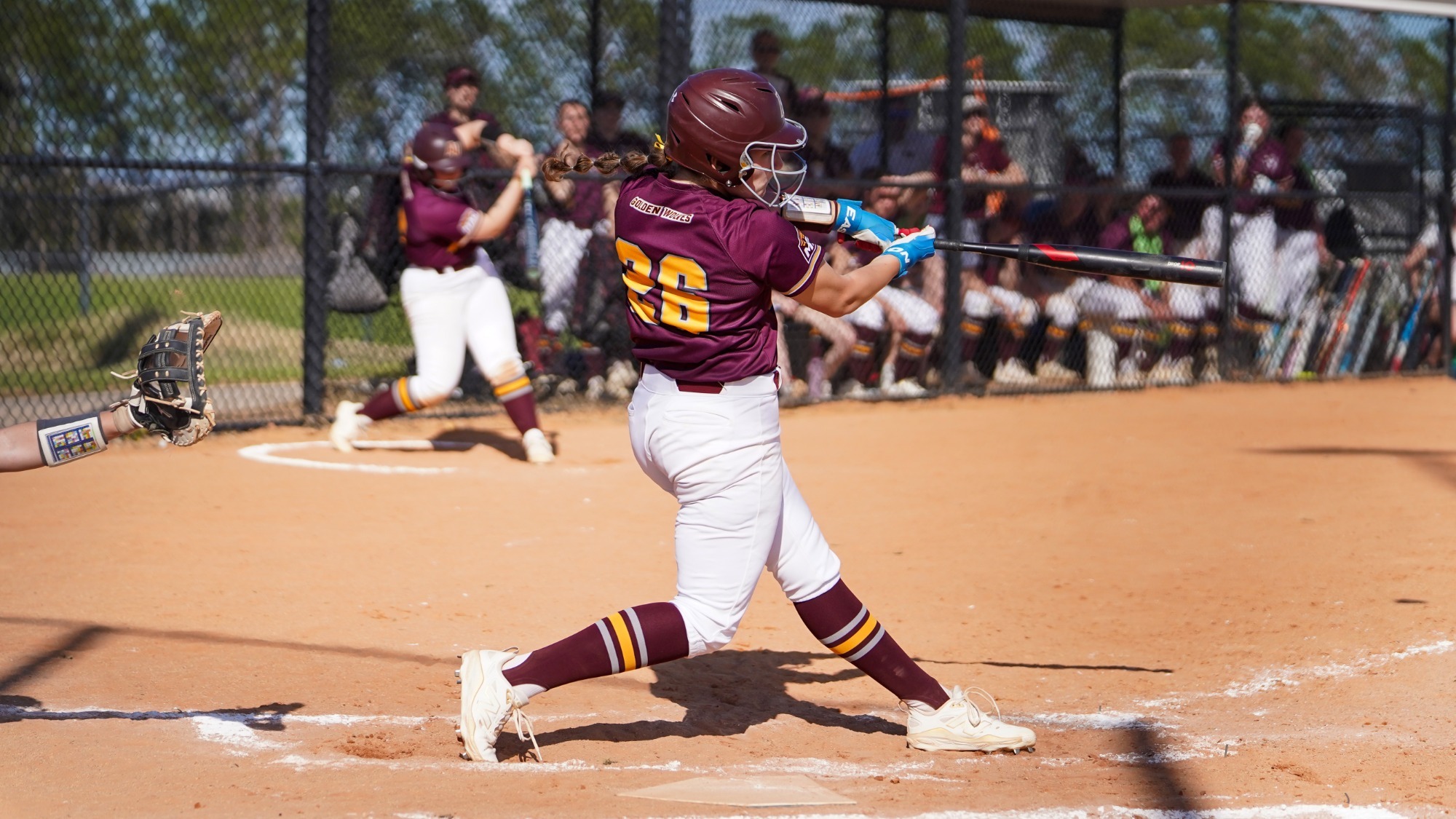 Angelina Sponheimer hits a home run against Allegheny