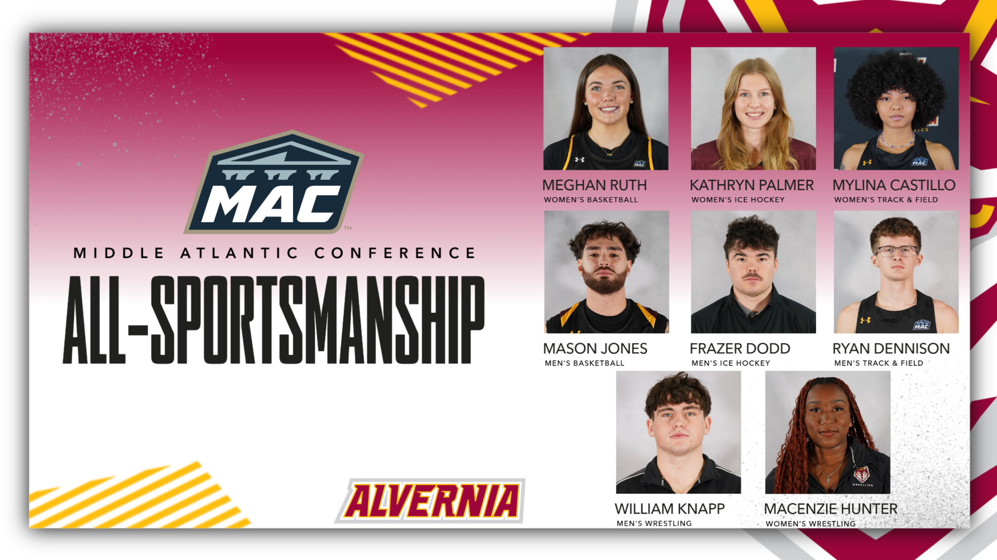 Eight Alvernia student-athletes earned winter MAC All-Sportsmanship