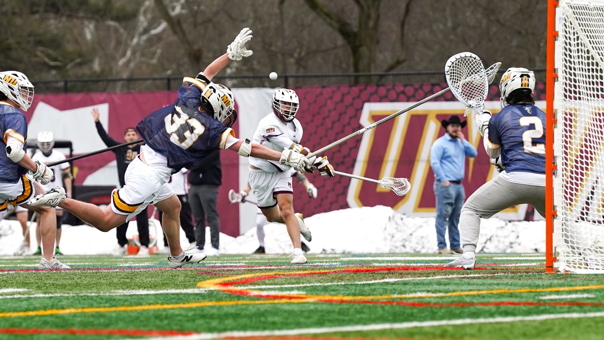 Ethan McManus takes a shot on goal