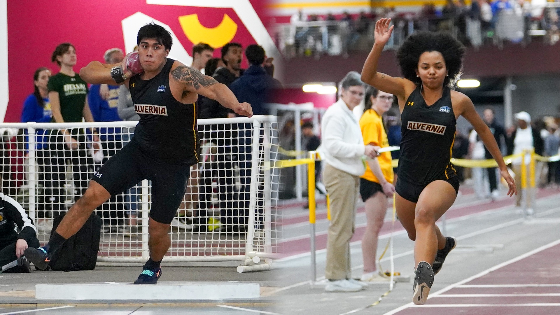 Joint photo of Christian Medina (left) and Mylina Castillo (right) competing in track and field