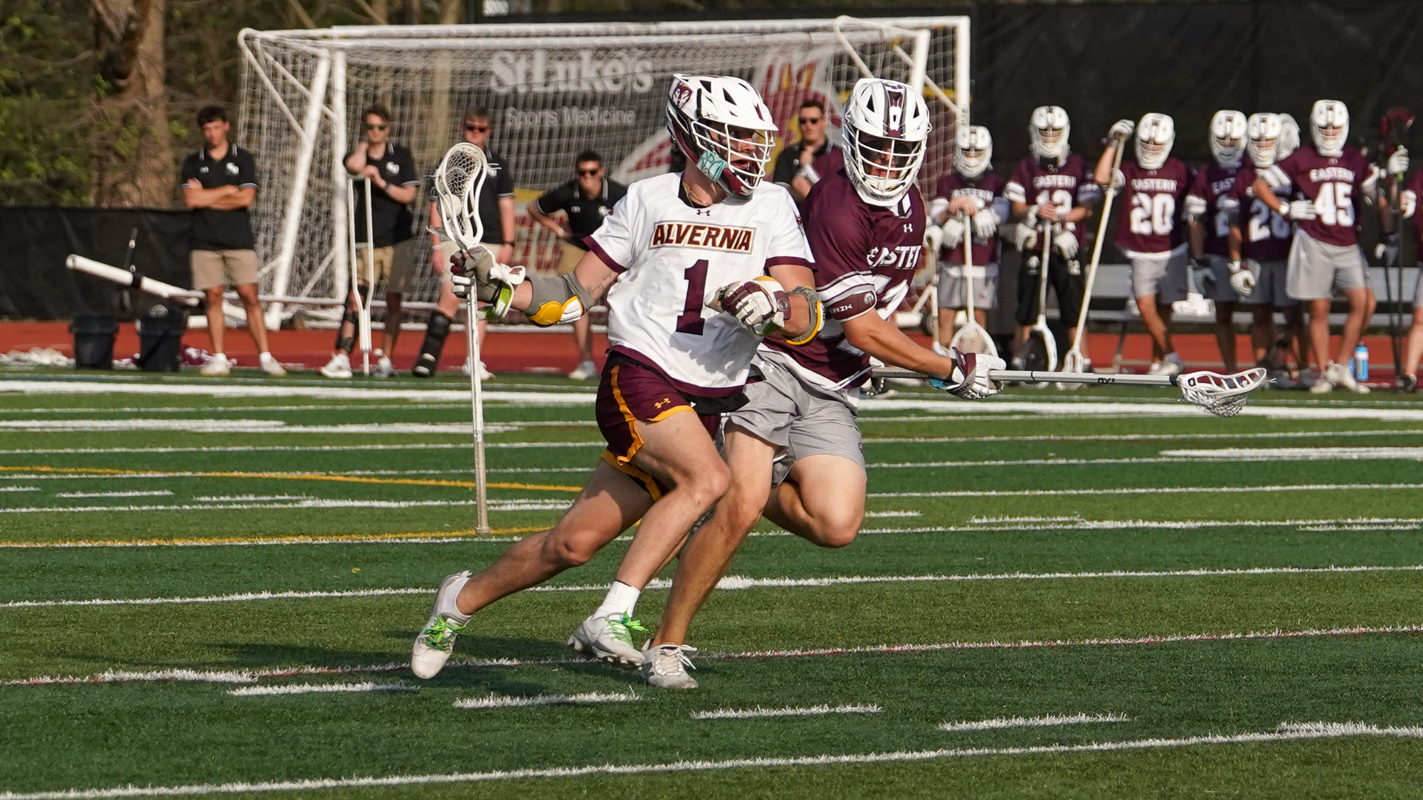 Charles Oberman beats his defender for pace