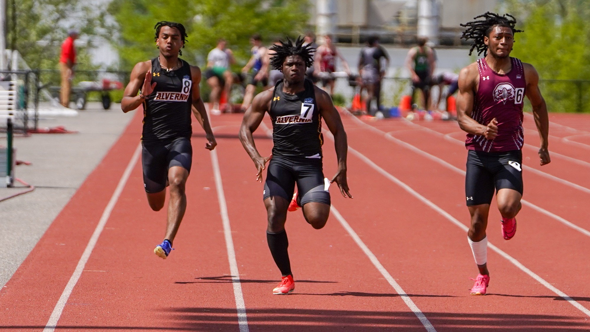 Andrew Simmons runs the 100 meter dash