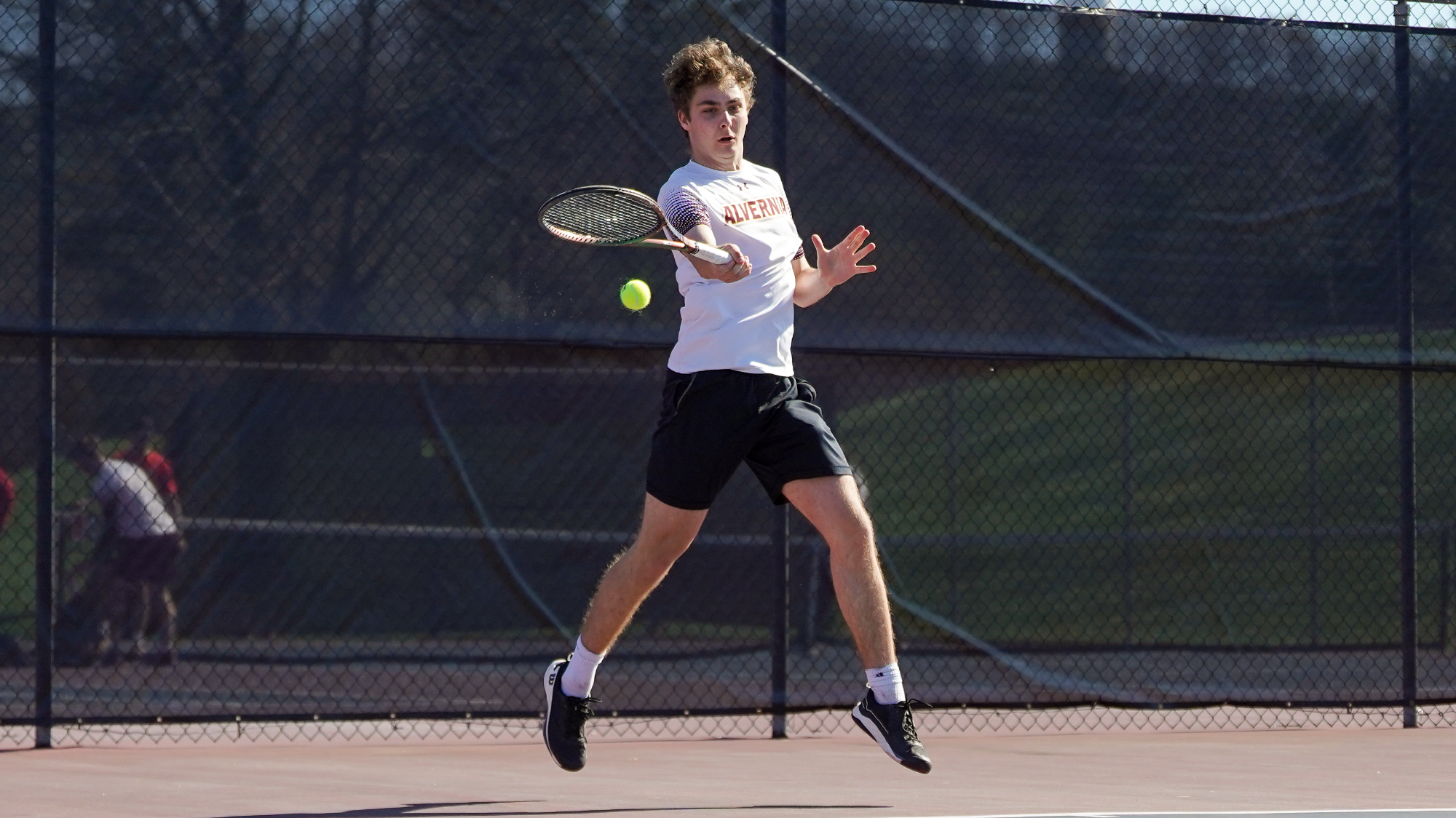 Lucas Montello returns a serve