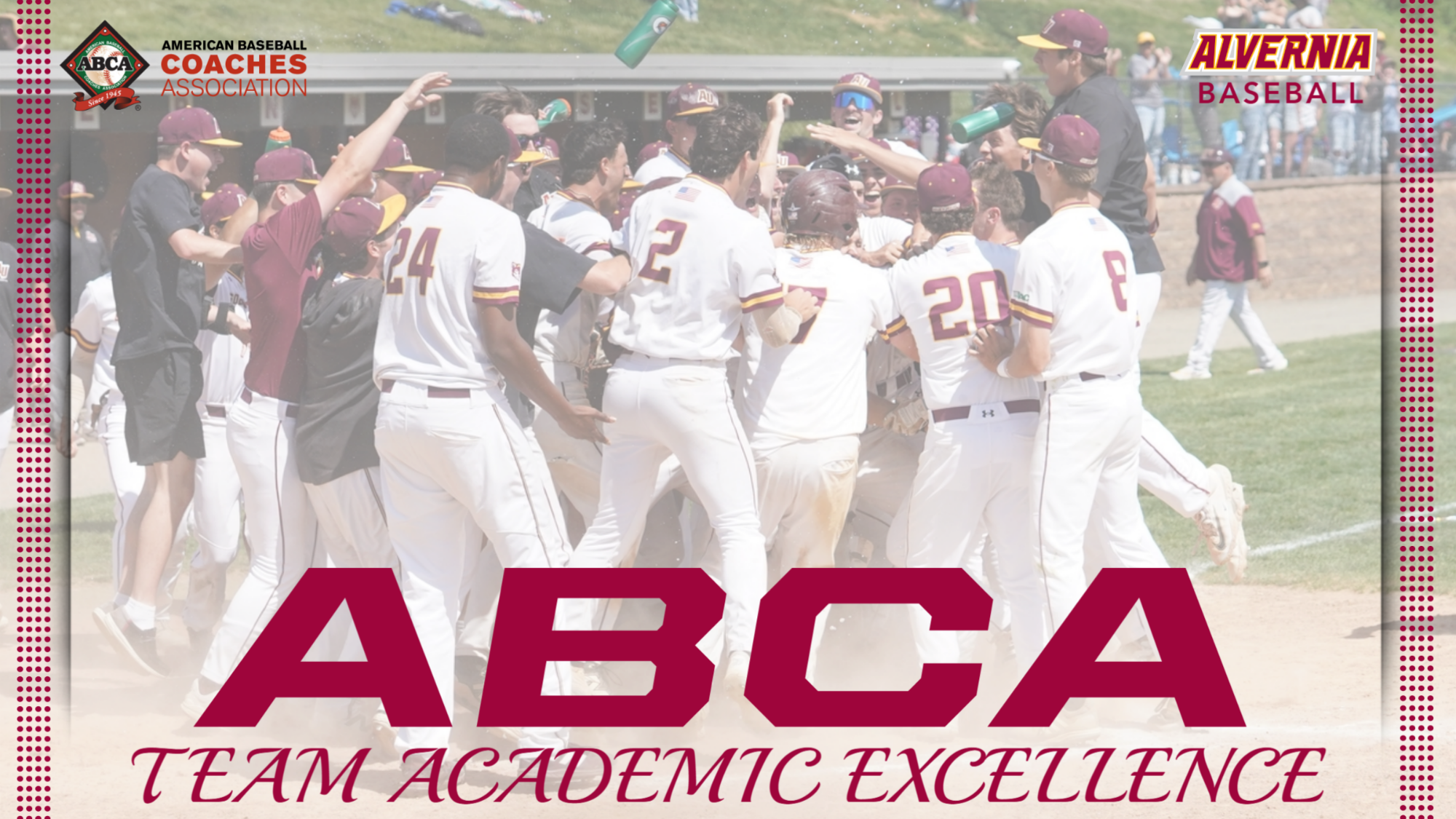 Graphic of the Baseball team for their Academic Excellence Award