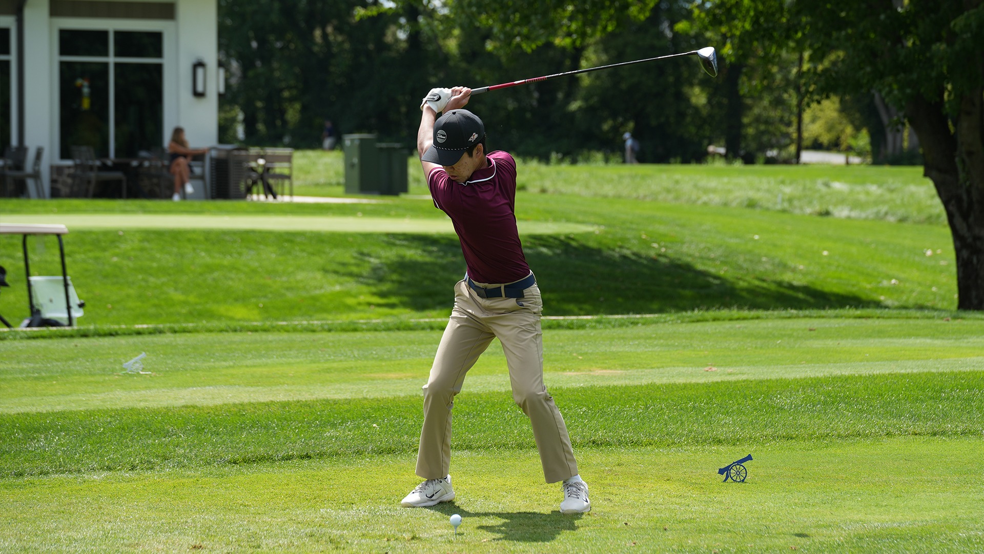 Allen Kim tees off at the Dickinson Invitational