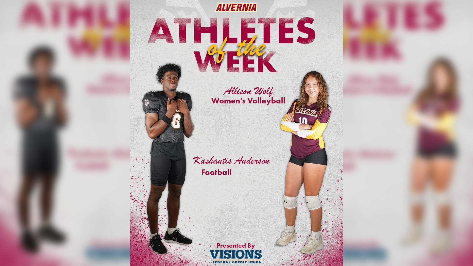 Kashantis Anderson and Allison Wolf are Alvernia's Athletes of the Week