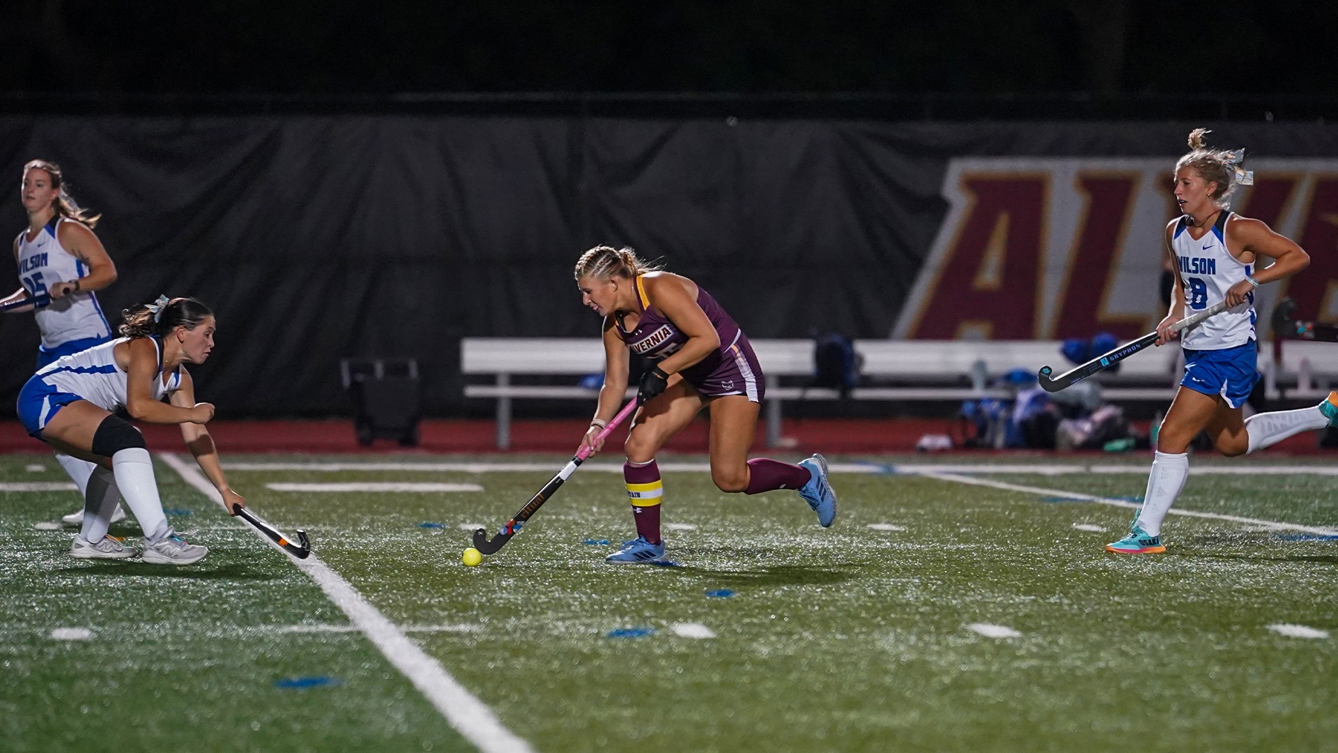 Caroline Martin has a hat-trick against Wilson College