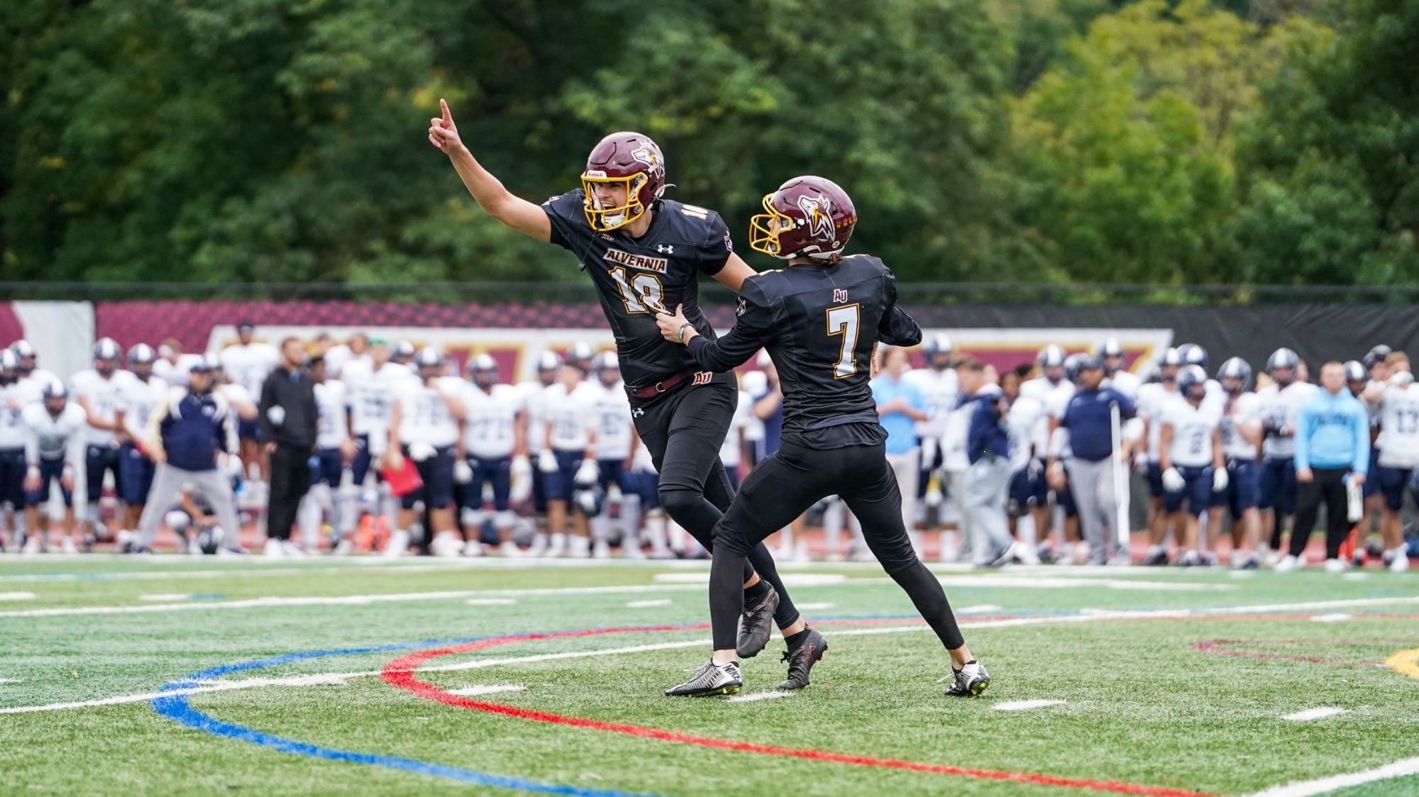 Kevin Carotenuto celebrate the game-winning field goal