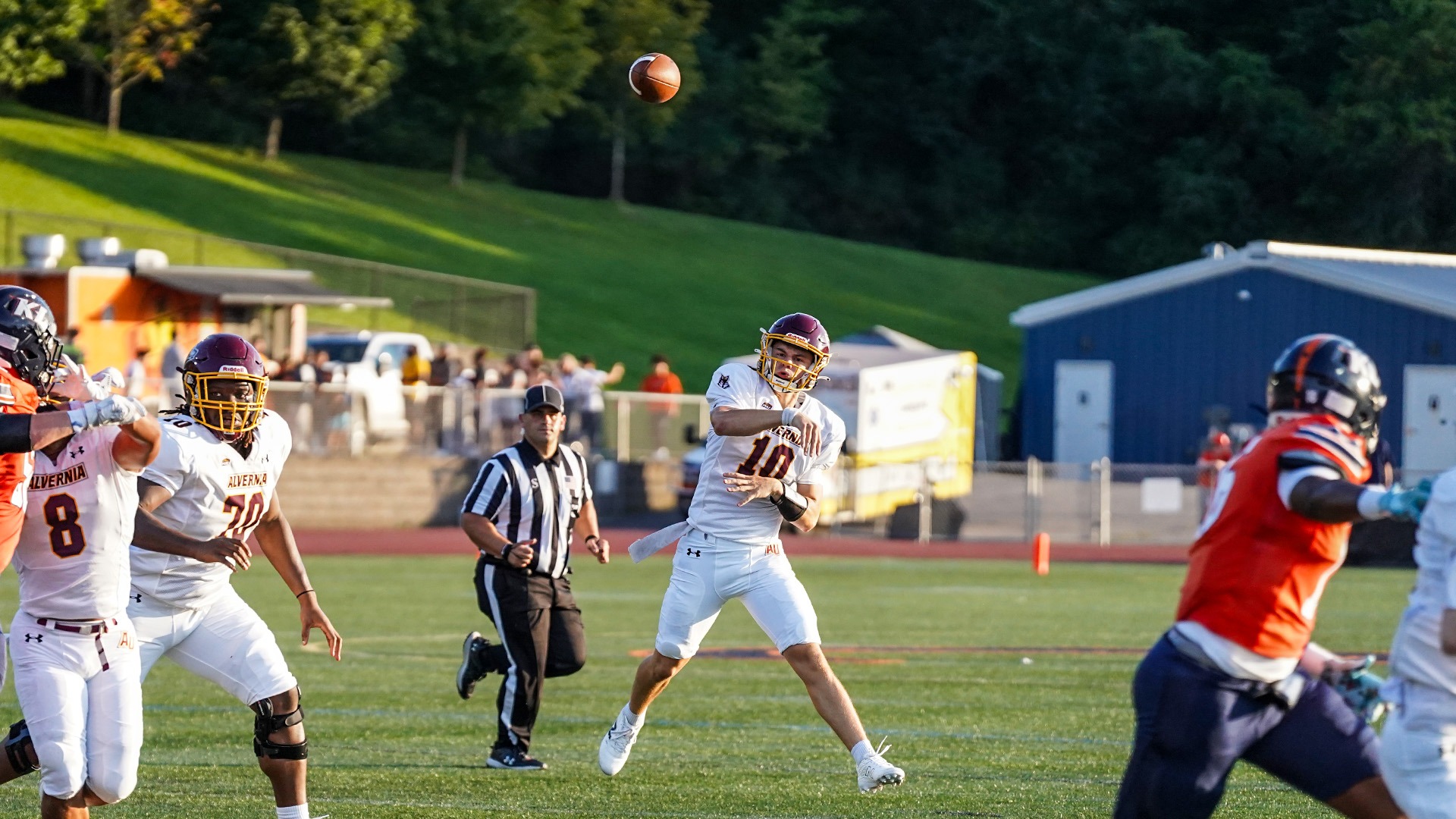 Sawyer Esbenshade throws a ball toward the endzone. 