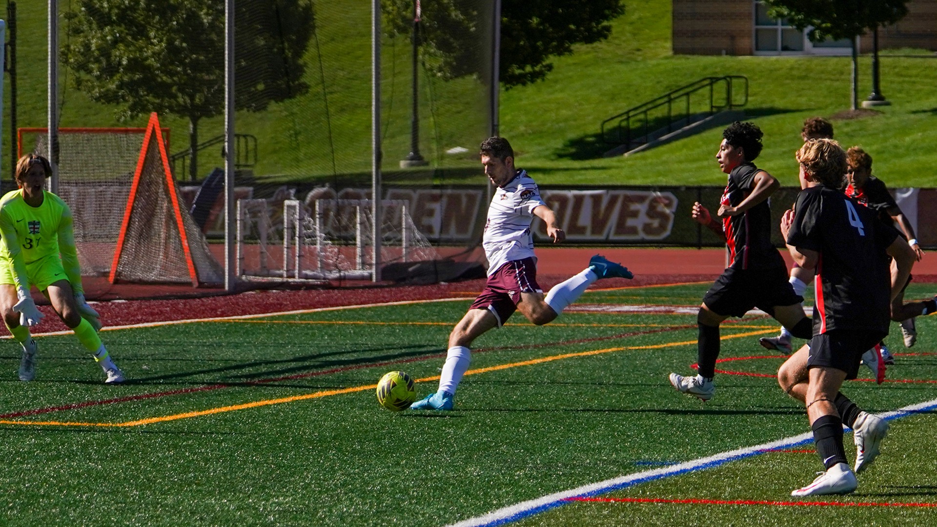 Josh Ertel puts a shot on frame against LBC. 