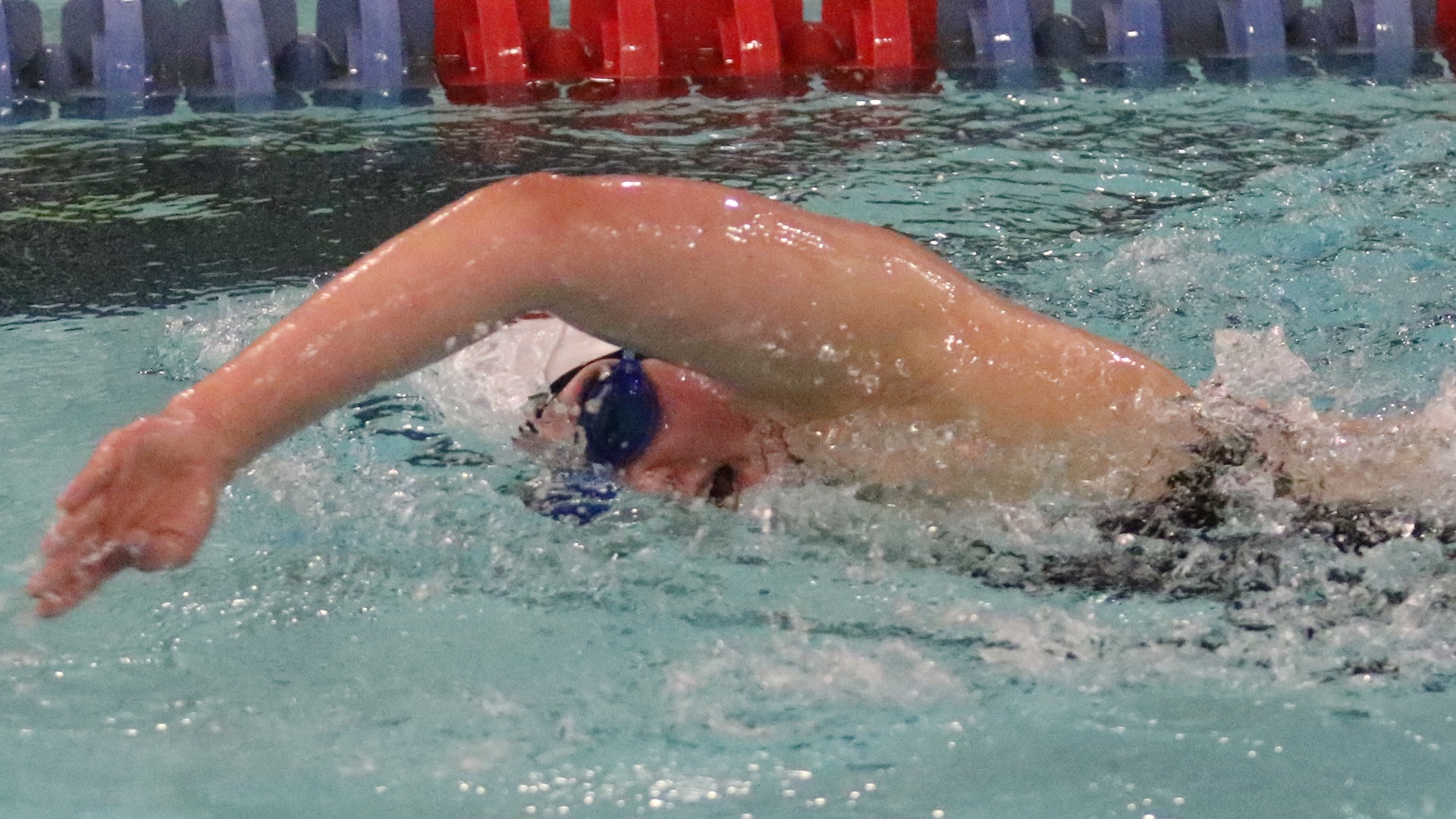 Danielle Hobbs swims the freestyle during a 2025-26 Augsburg women's swimming and diving meet.