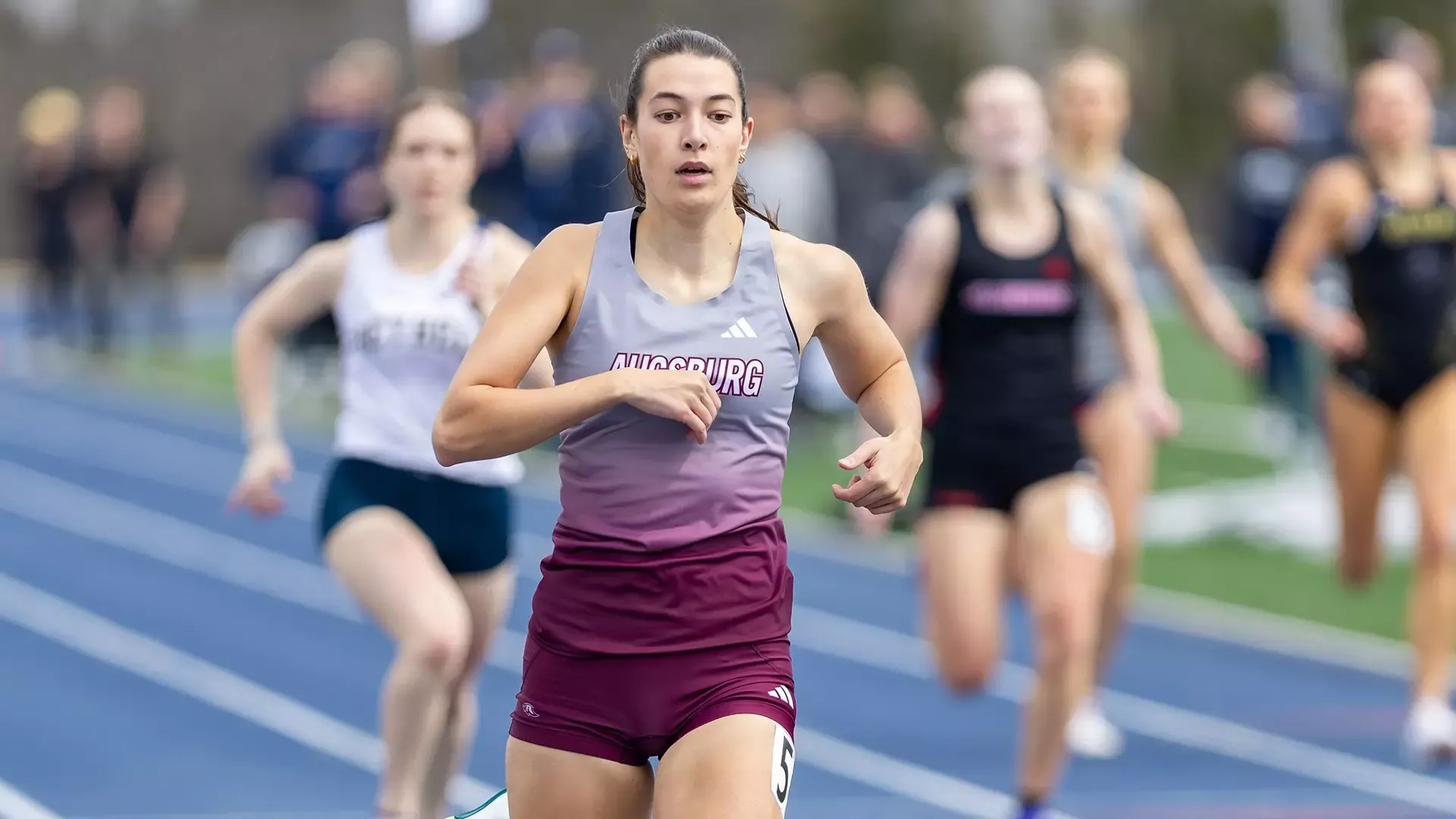 Allison Hookom runs during a 2025 Augsburg track and field meet.