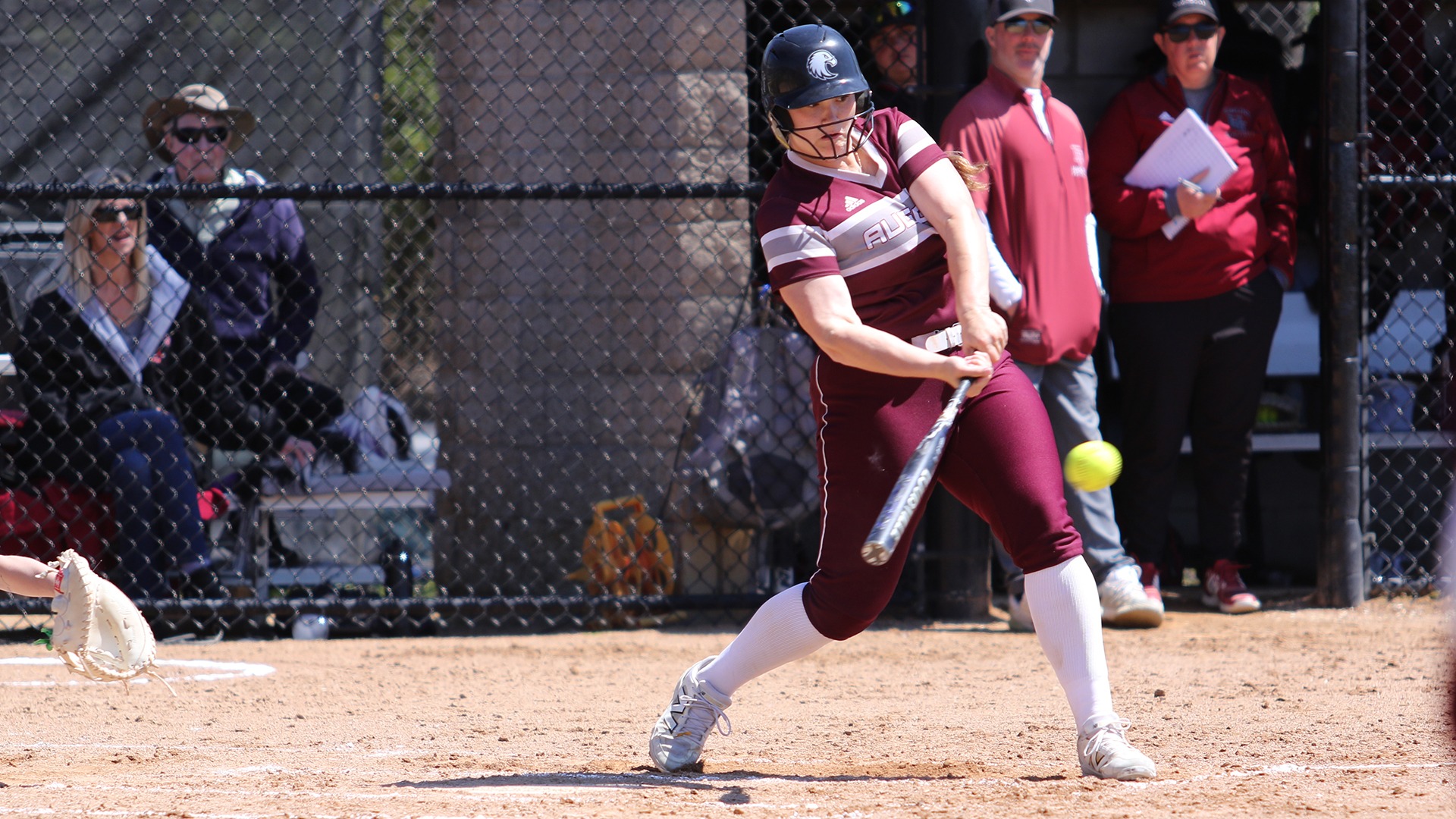 Zoie Johnson swings at a pitch during a 2025 Augsburg softball game.