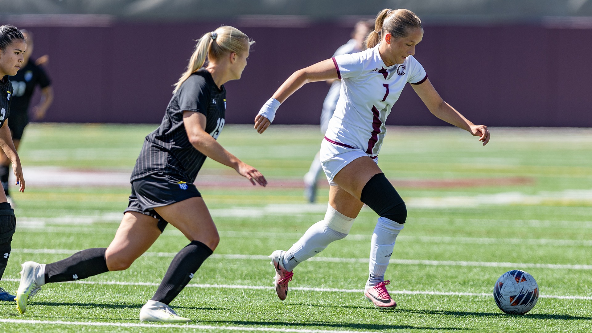 Kaidin Camp handles the ball during a 2026 Augsburg women's soccer game.