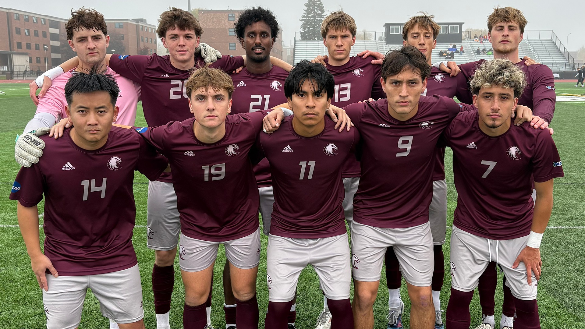 Augsburg men's soccer's starting 11 for its 2026 game at UW-Superior.
