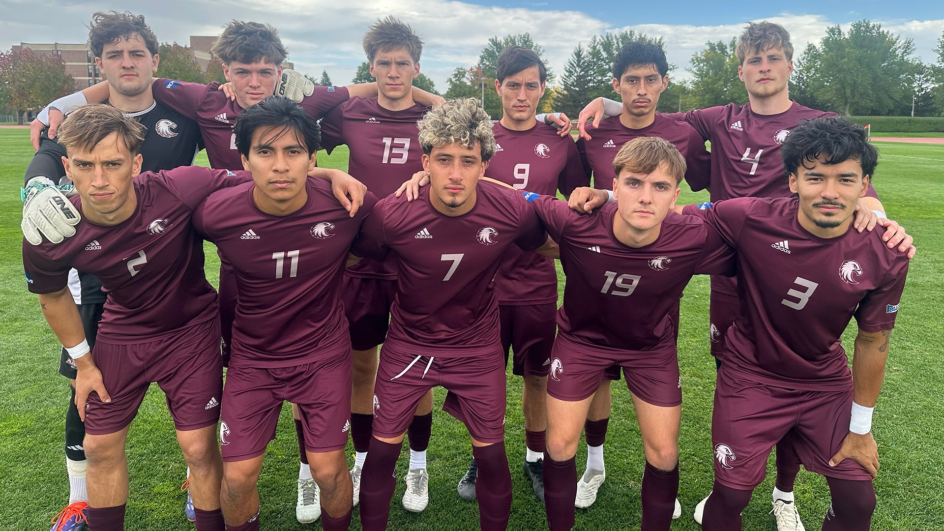 Augsburg men's soccer's starting 11 for its 2026 game at Gustavus.