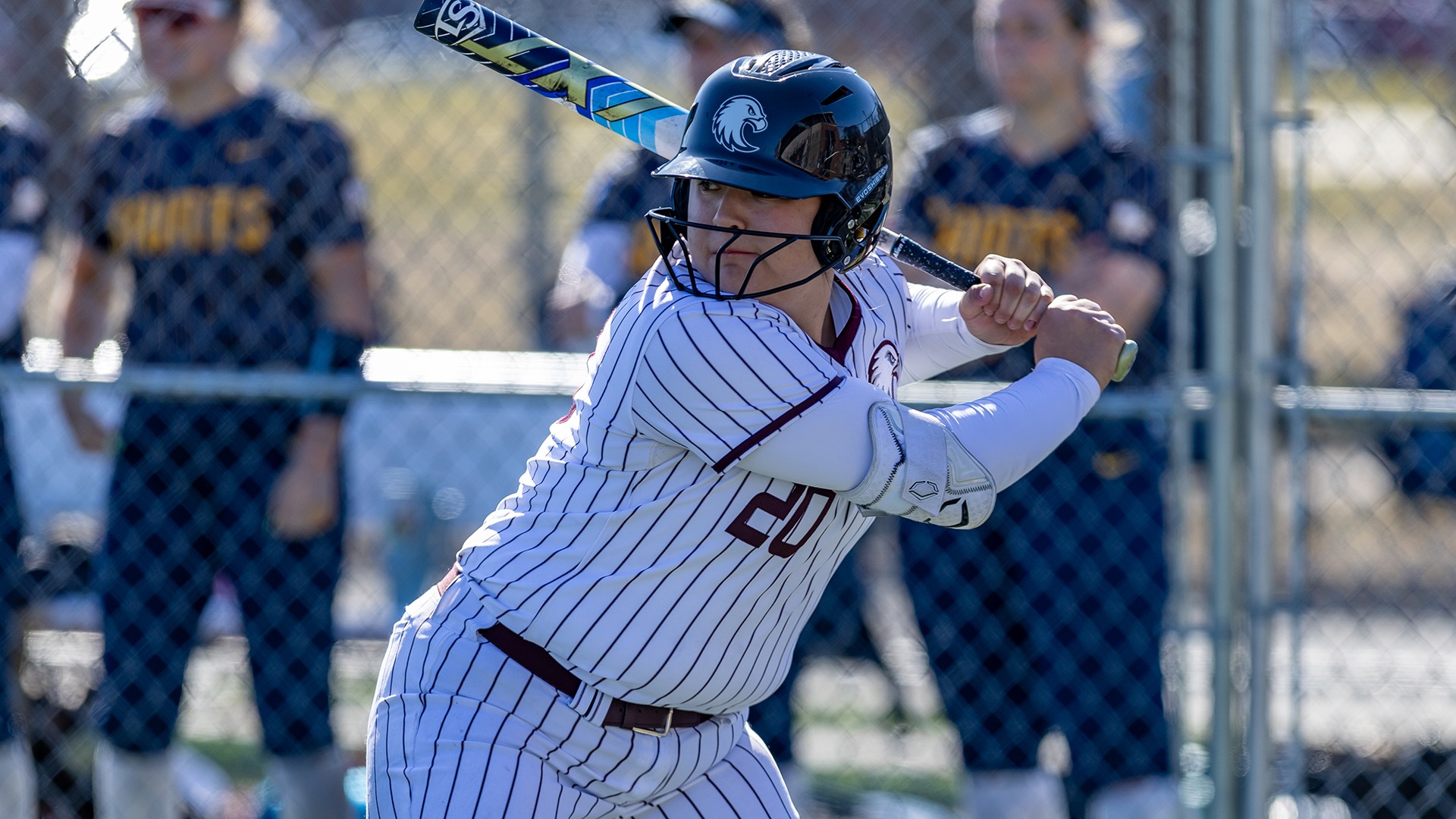 Lola Pilon stands at the plate during a 2025 Augsburg softball game.