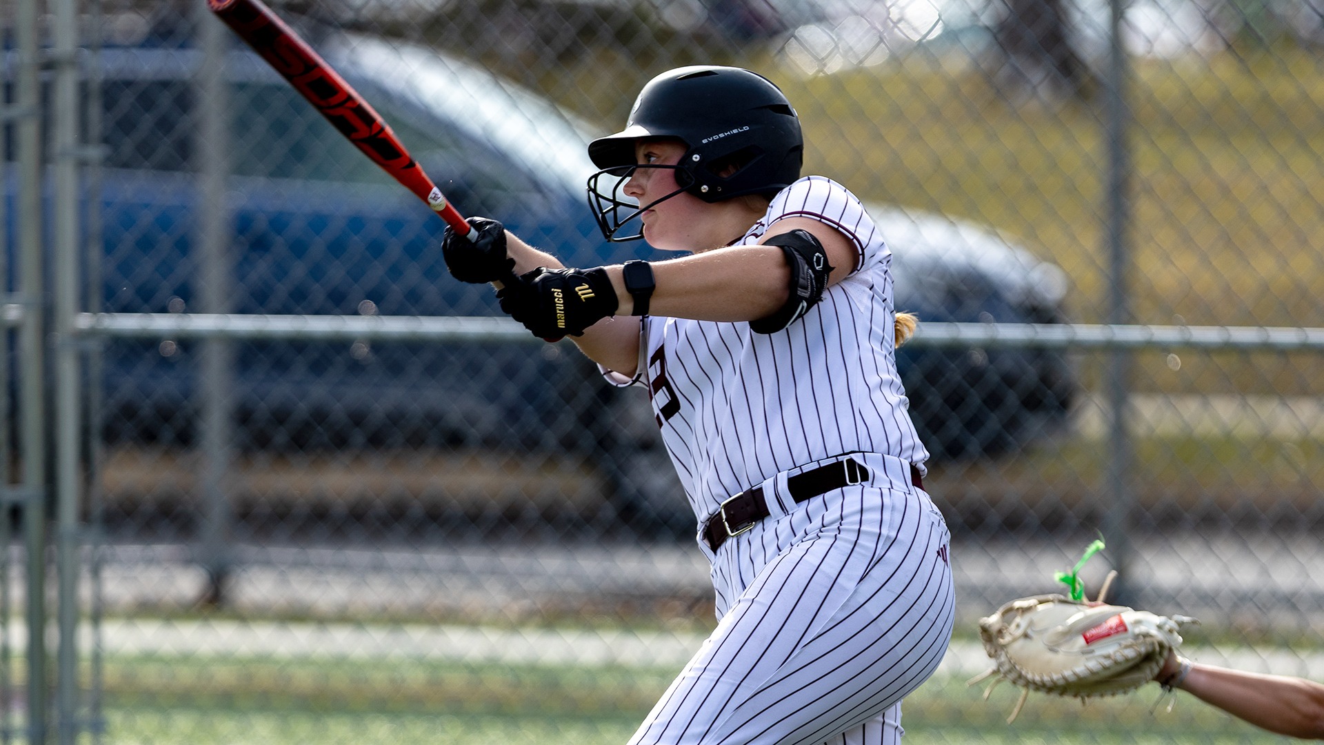 Kayla Shaffer swings at a pitch during a 2026 Augsburg softball game.