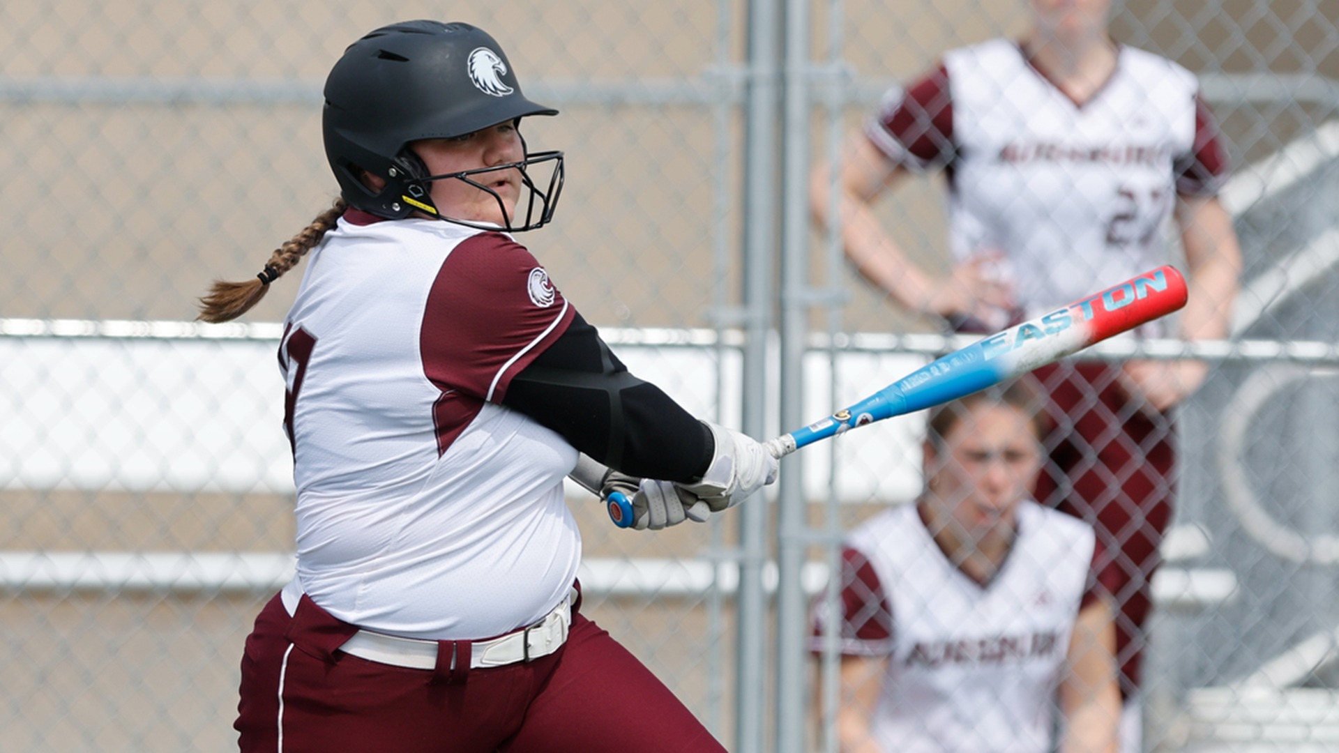 Mckenna Haug swings at a pitch during a 2026 Augsburg softball game.