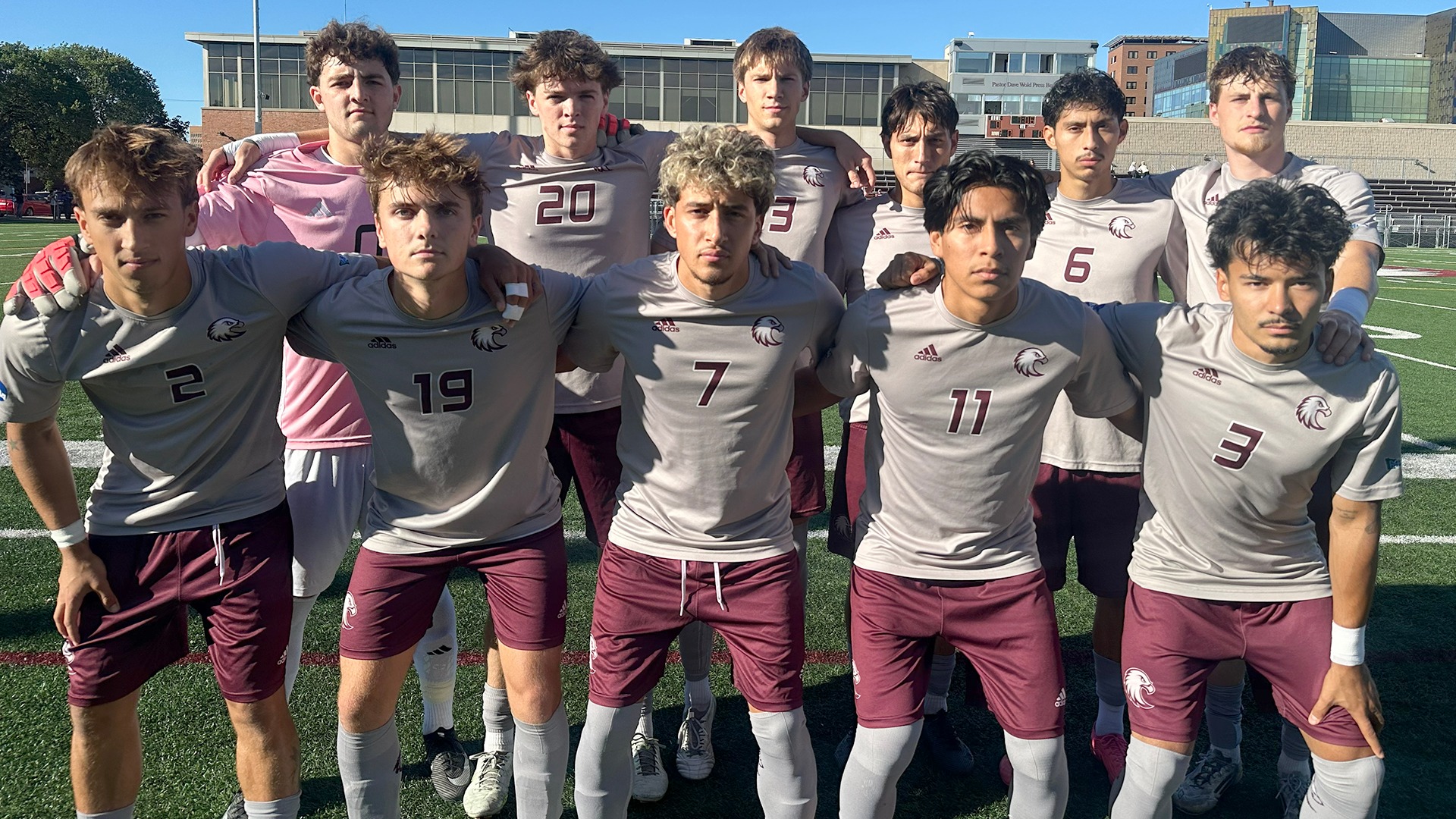 Augsburg men's soccer's starting 11 for its 2026 game against Simpson.