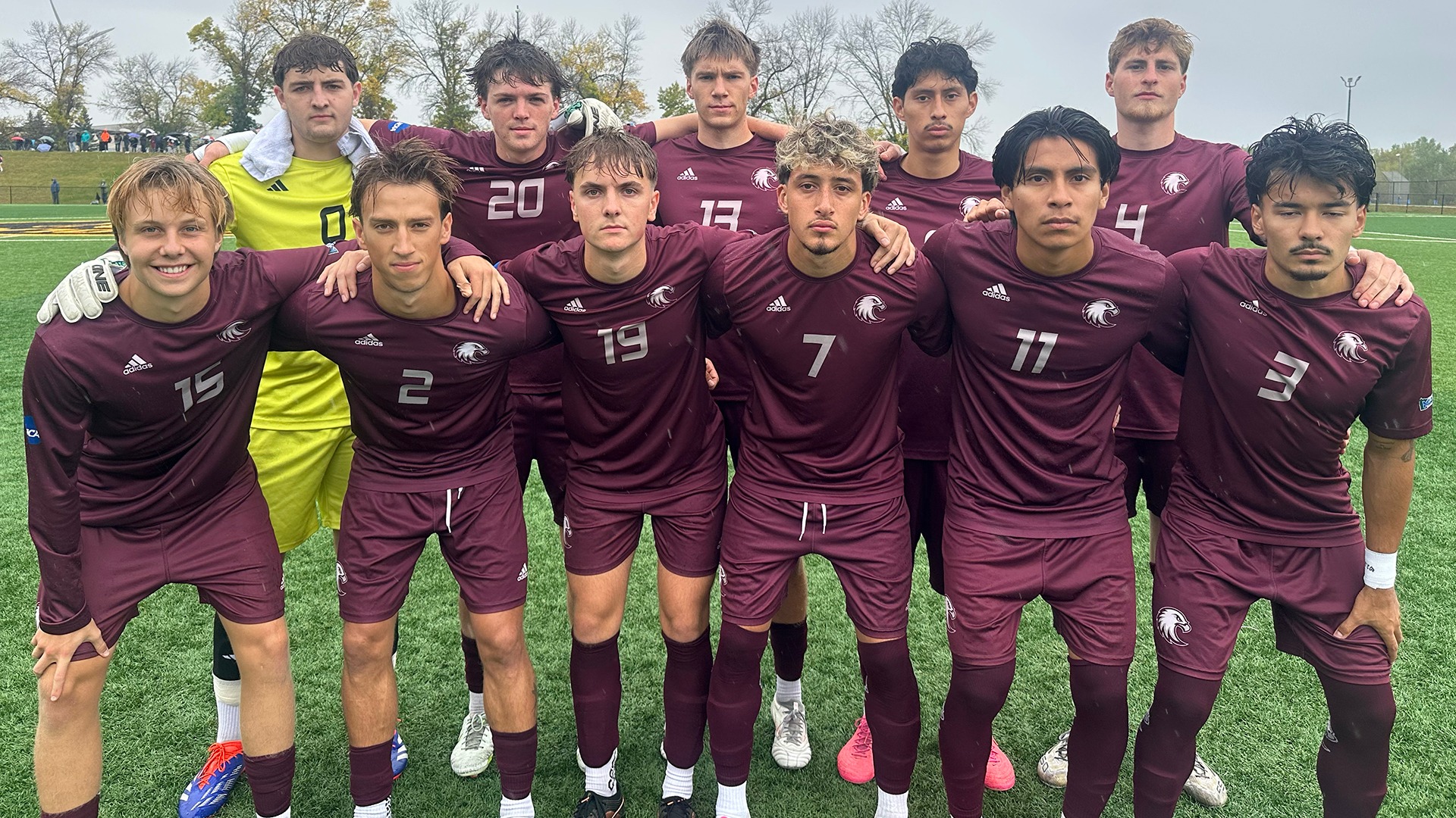 Augsburg men's soccer's starting 11 for its 2026 game at St. Olaf.