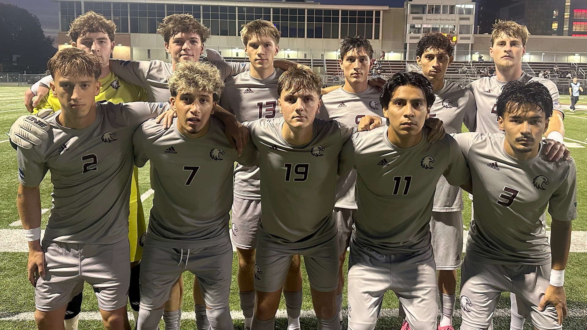 Augsburg men's soccer's starting 11 for its 2026 game against Concordia-Moorhead.