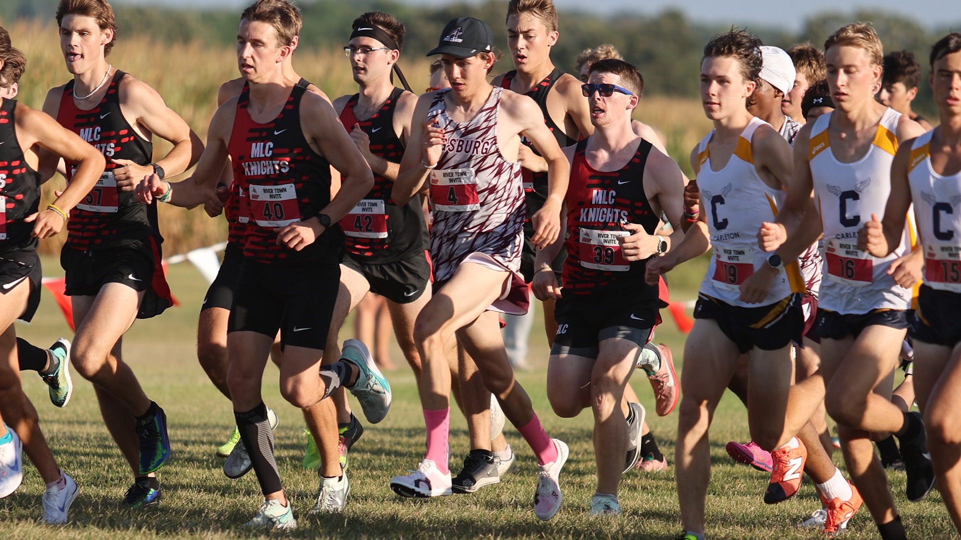 Lucien Randolph-Tarrant runs during a 2026 Augsburg men's cross country meet.
