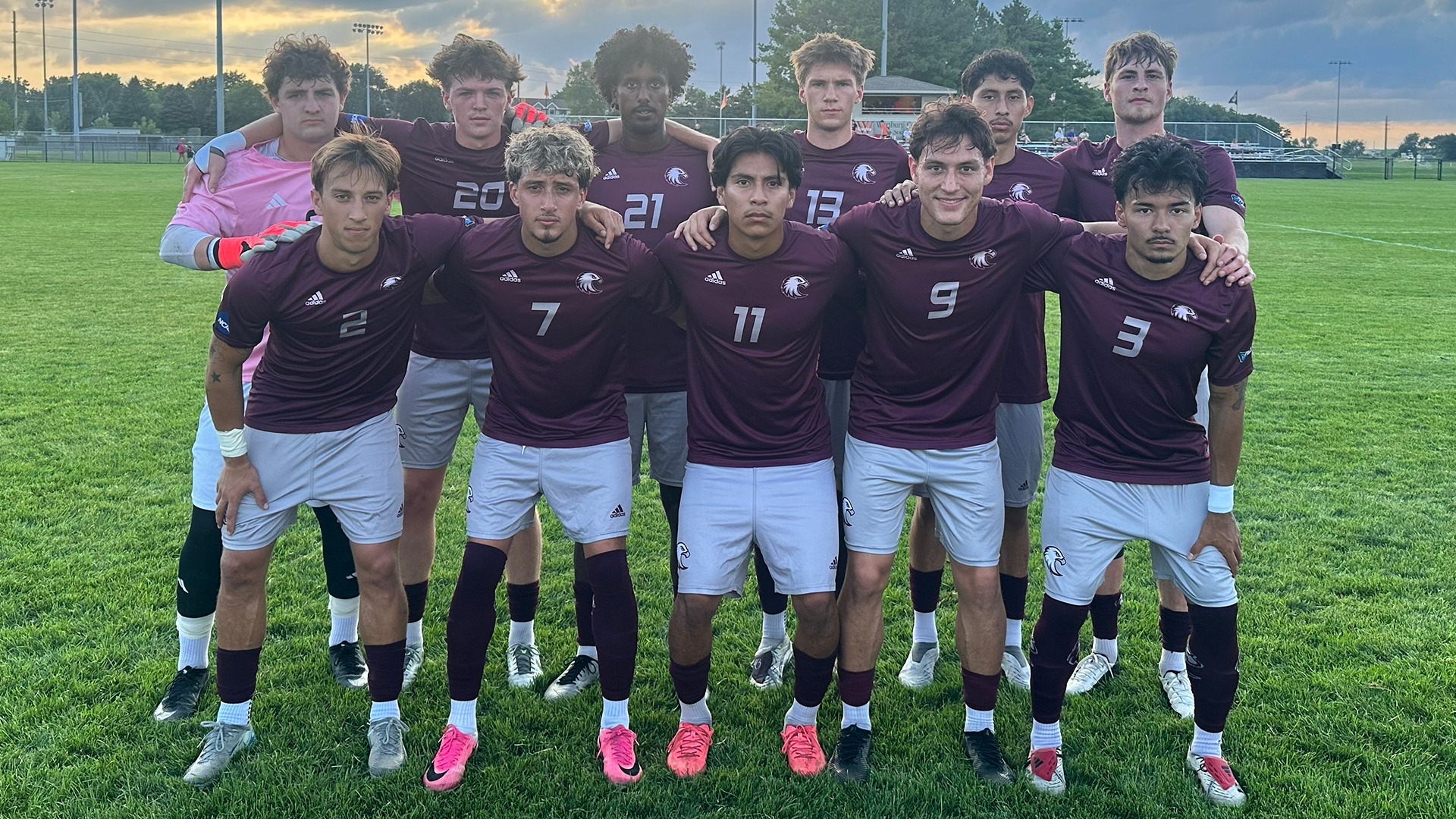Augsburg men's soccer's starting 11 for its 2026 game at Wartburg.