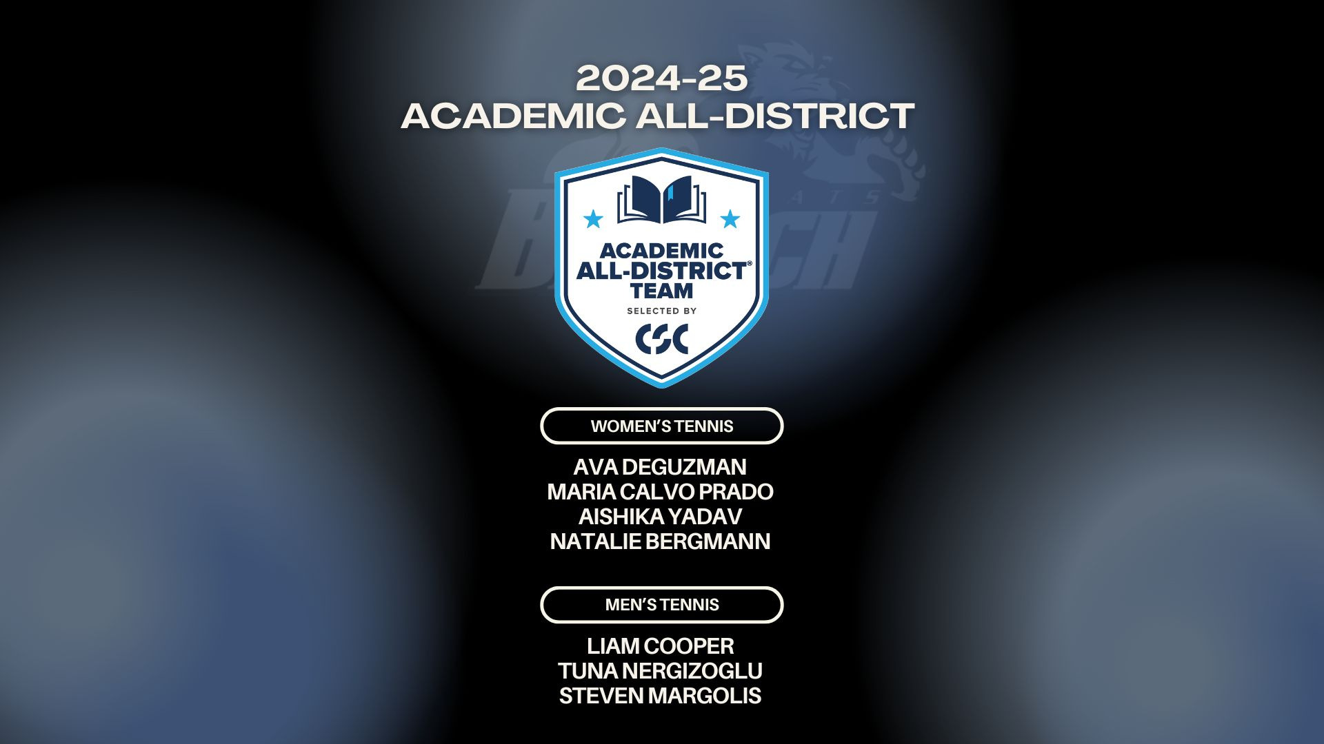 2025 College Sports Communicators Honor Roll Academic All-District - Tennis