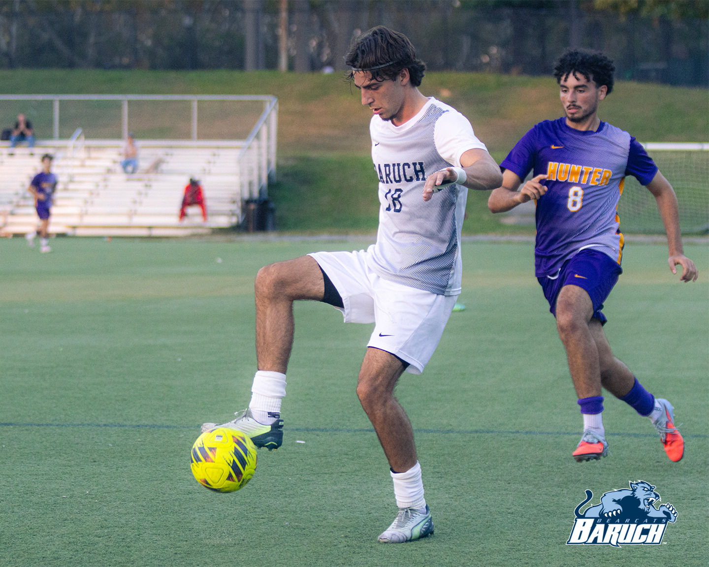 Aleksa Oborina keeps the ball away from his defender.
