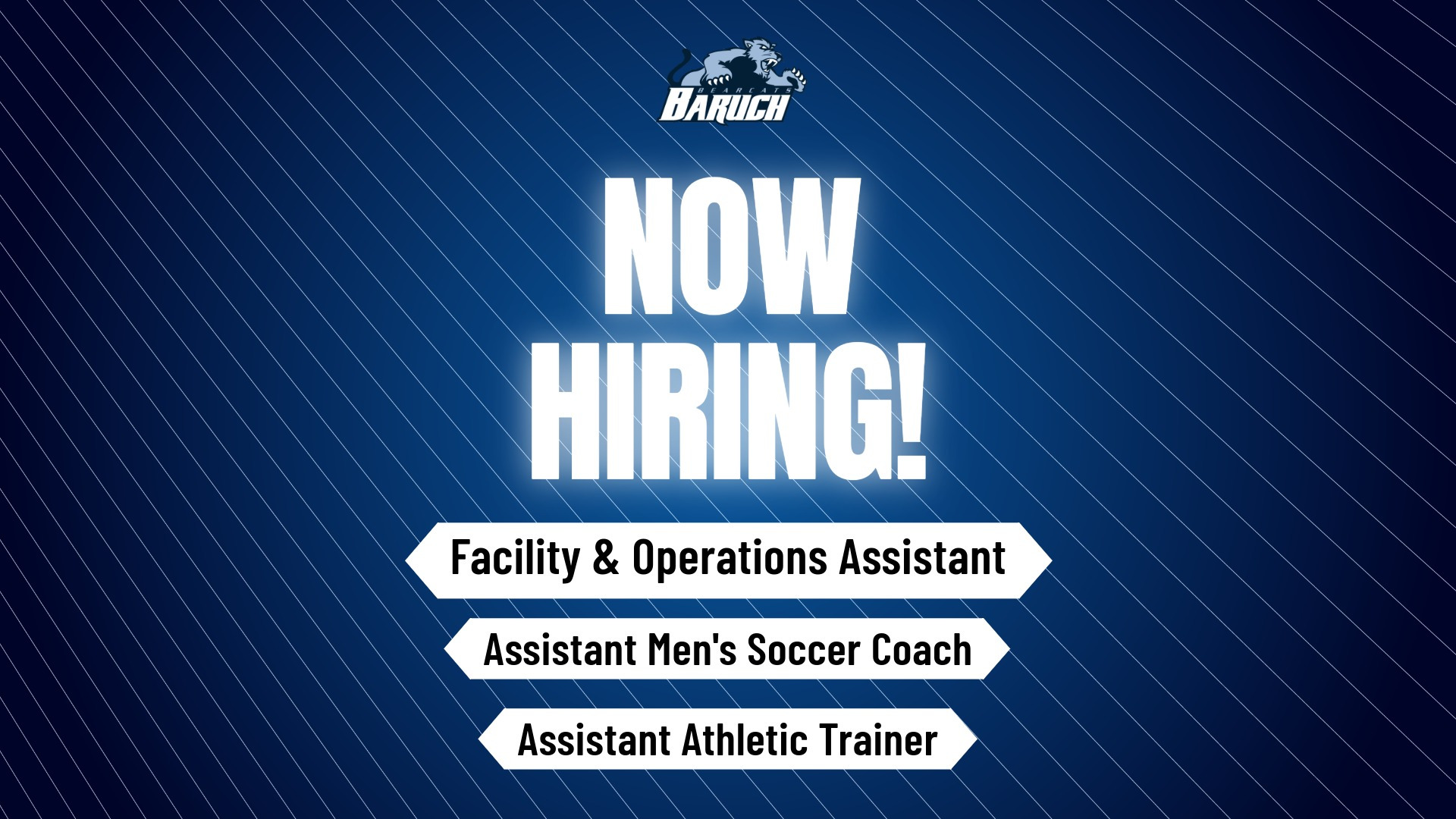 Baruch Athletics Job Posting for Assistant Soccer Coach, Facility Operations Assistant, Assistant Athletic Trainer 
