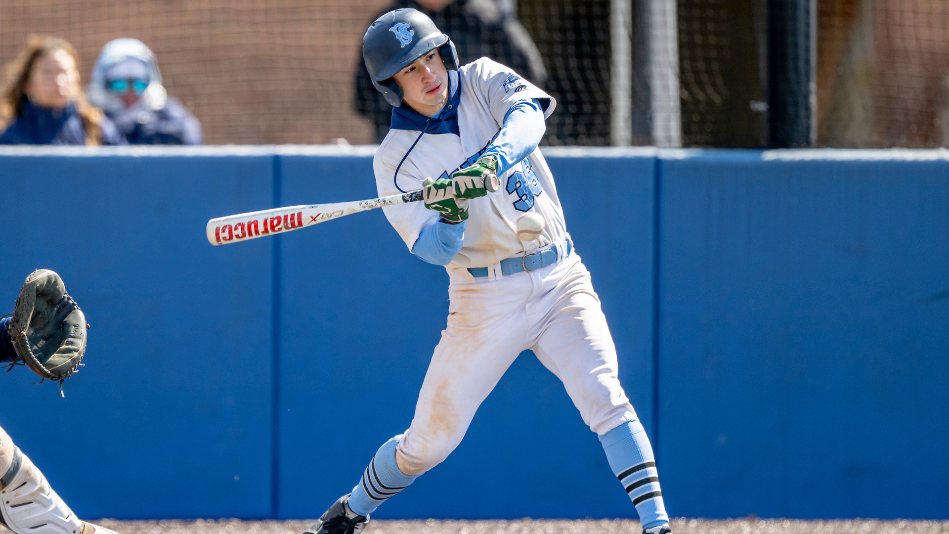 Peter Marino smacks a single to center field for the Bearcats