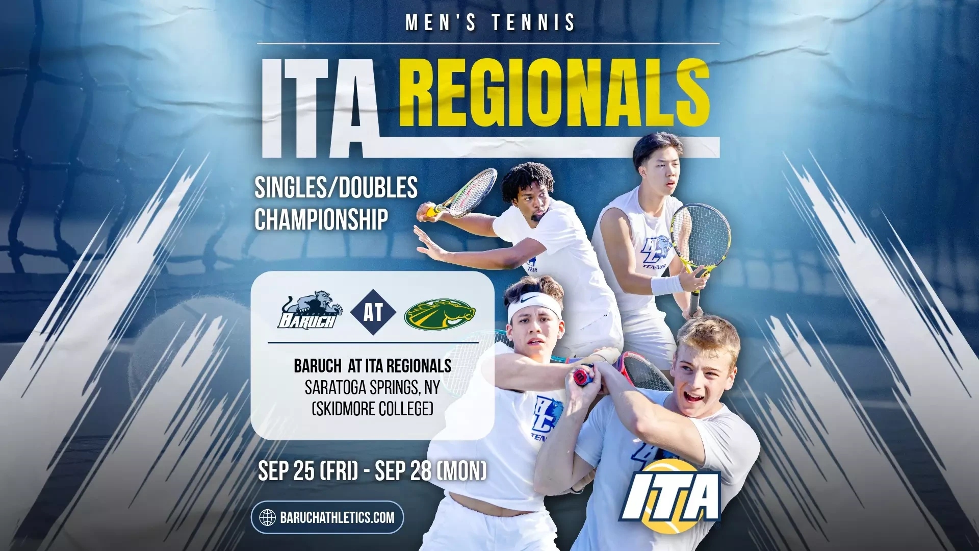 2026 Baruch Men's Tennis at ITA Regionals at Skidmore College this weekend.