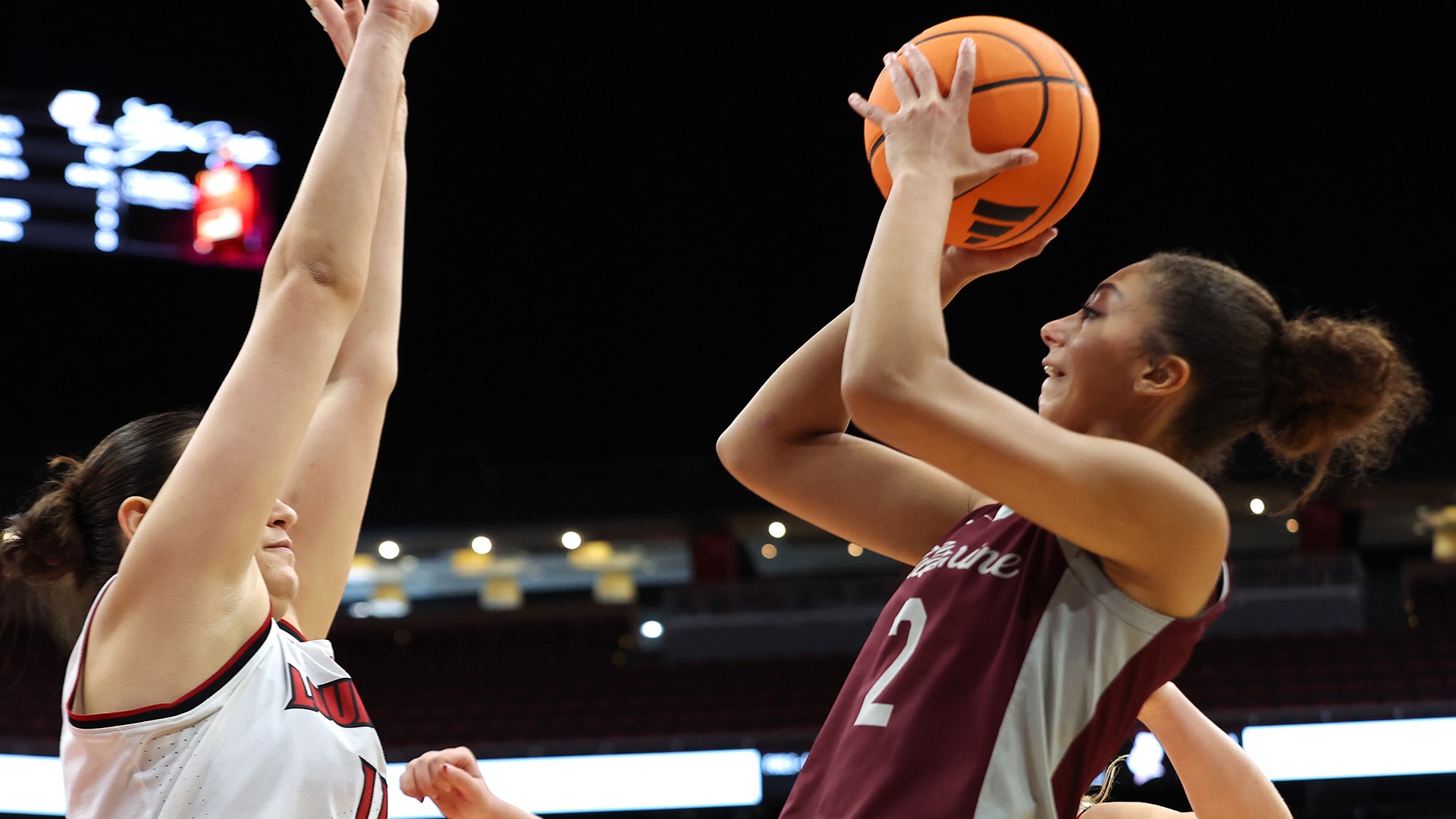 Rachel Shropshire takes a shot against Louisville.