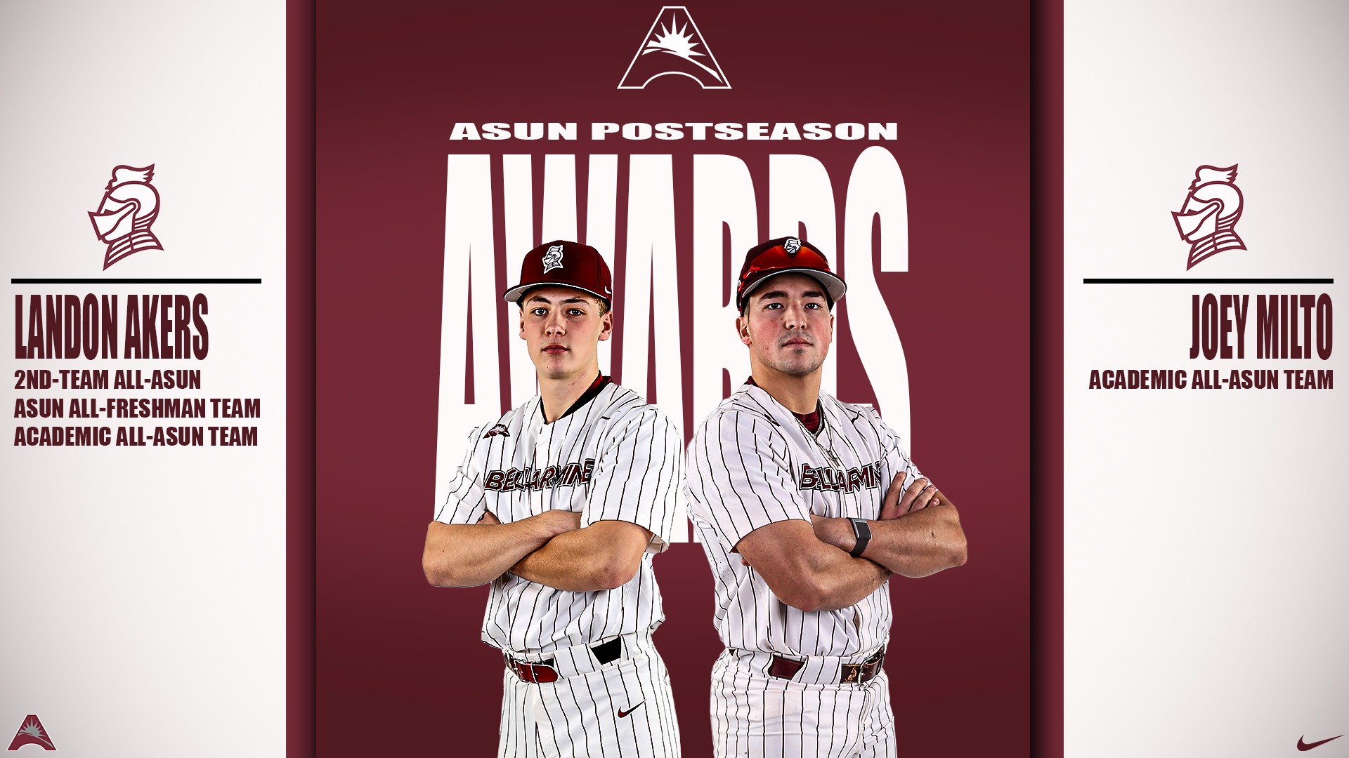 Landon Akers and Joey Milto earned ASUN postseason awards.