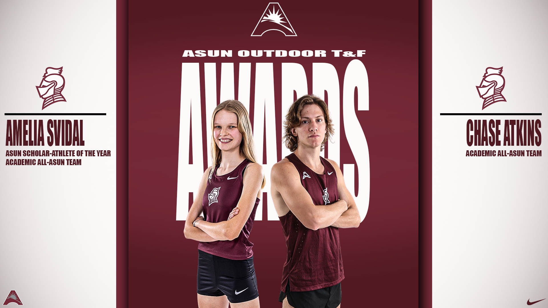 Amelia Svidal and Chase Atkins earned ASUN Outdoor Postseason Awards