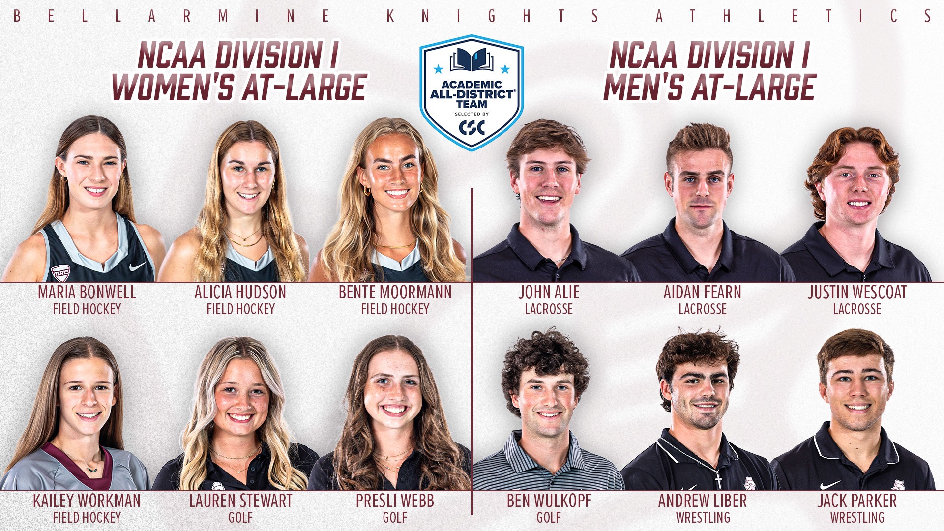 2025 College Sports Communicators Academic All-District Team 16x9