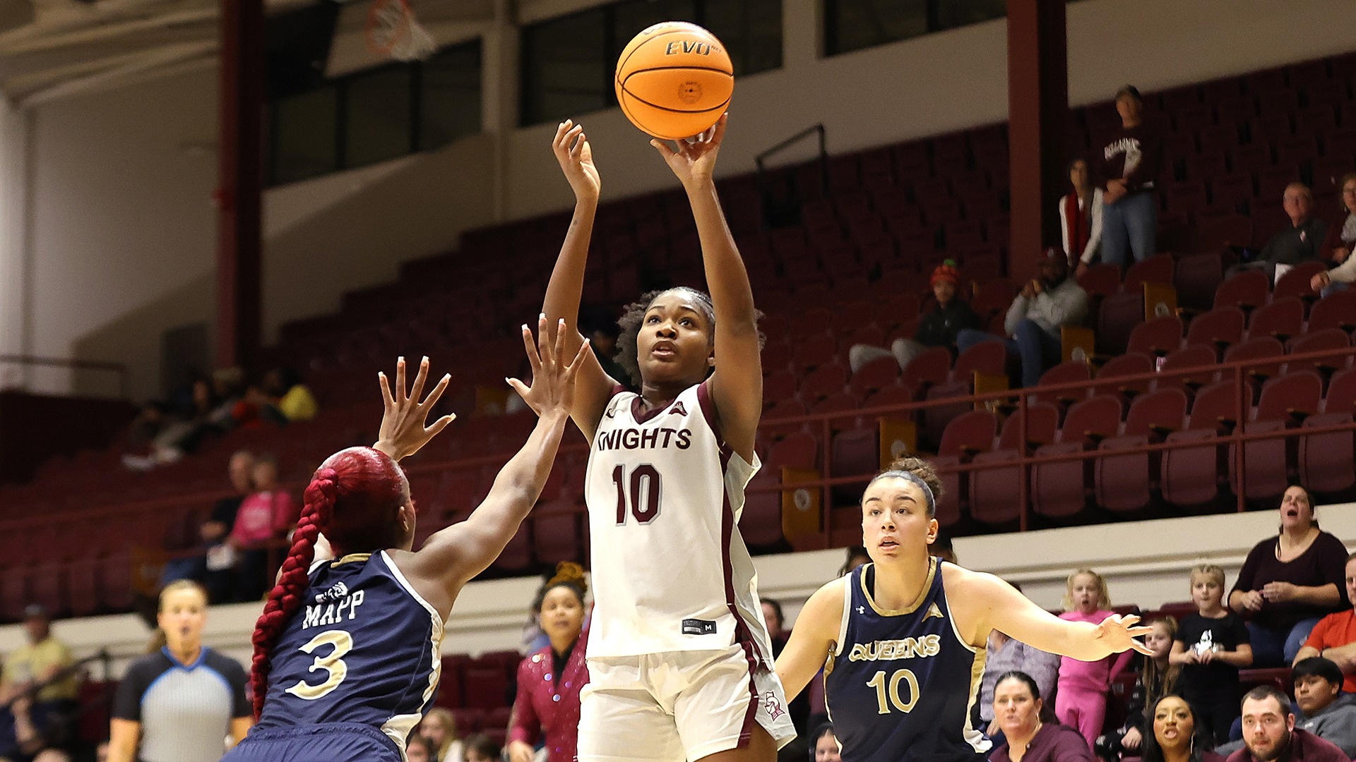 Kayce Hyman goes up for a shot against Queens.