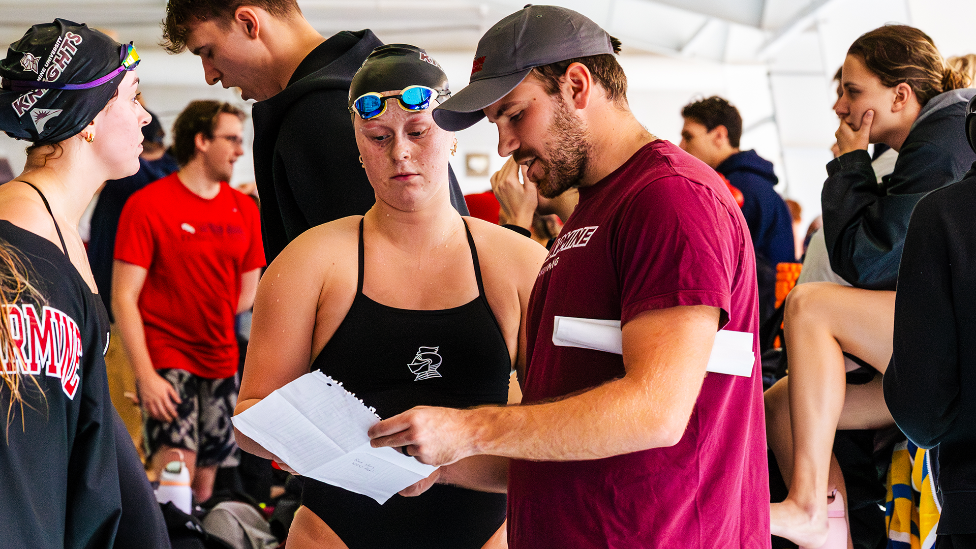 Kaja Vaadal talks with assistant coach Sam Russell