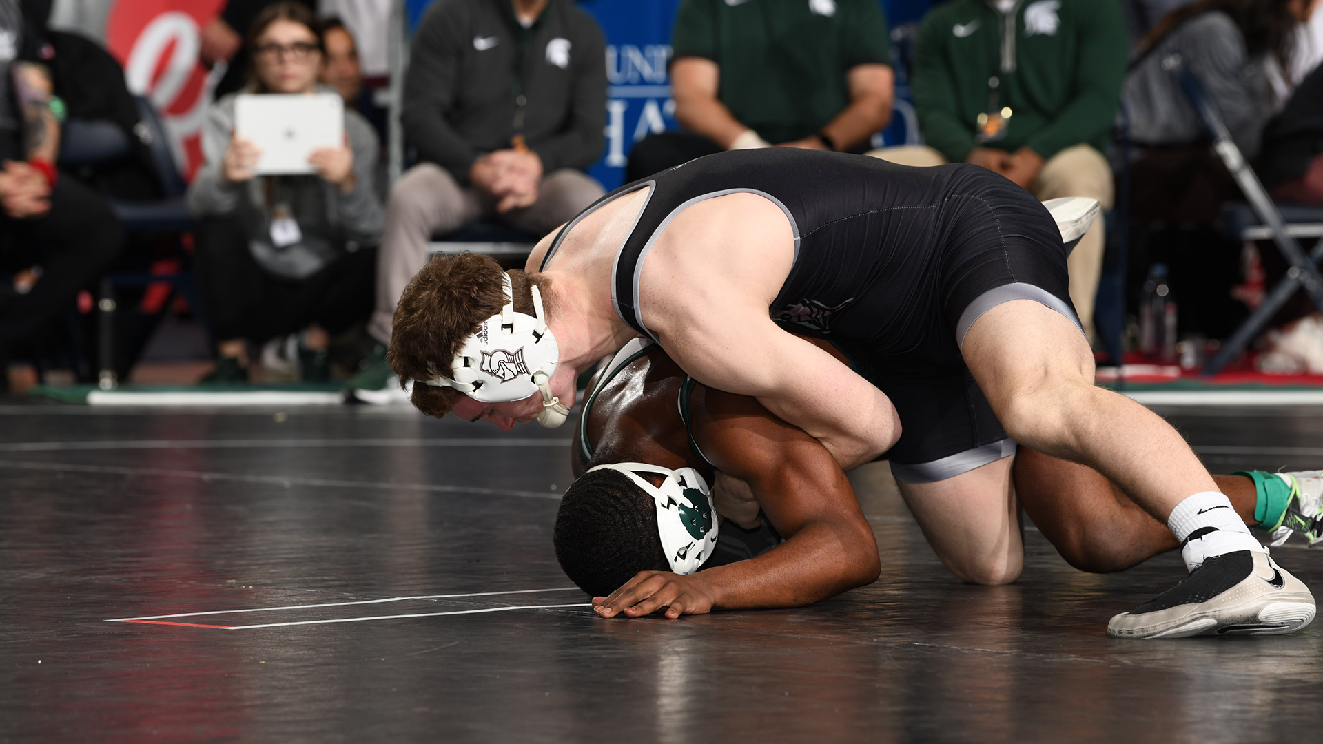 Noah Hall wrestles from the top position at the Southern Scuffle