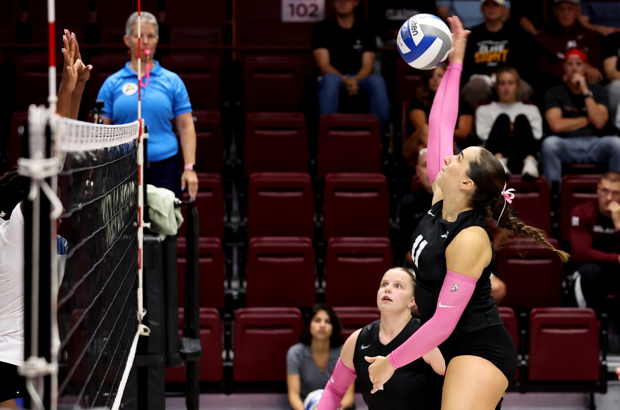 hitting volleyball