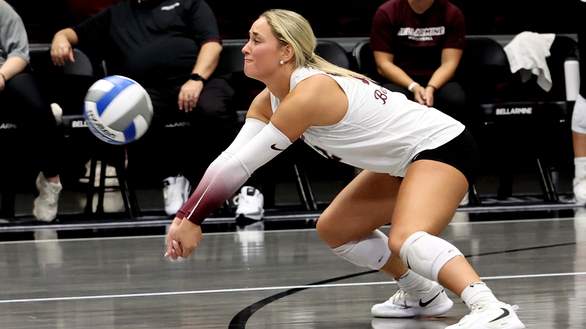 Abbie Lyttle makes a dig in a match this season.