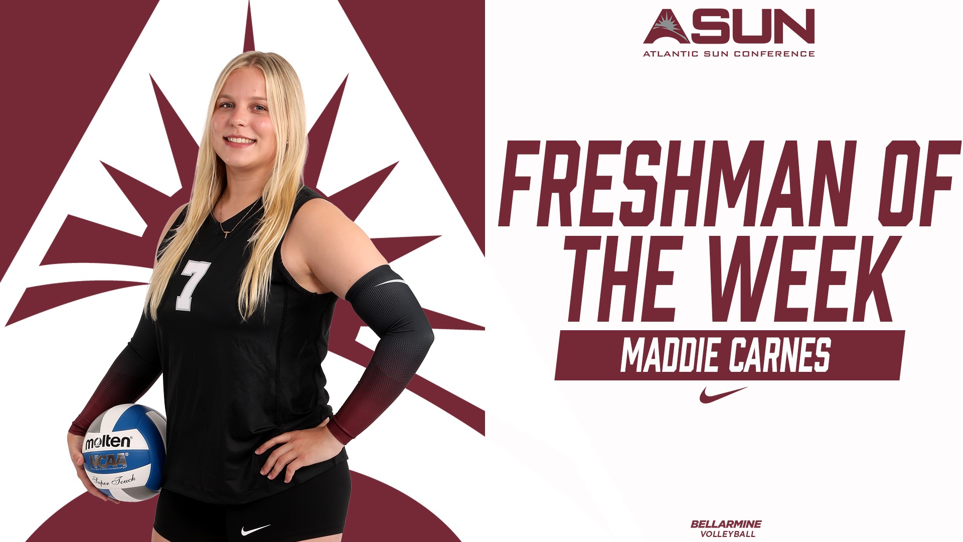 Maddie Carnes earned her third ASUN Freshman of the Week accolade of the season