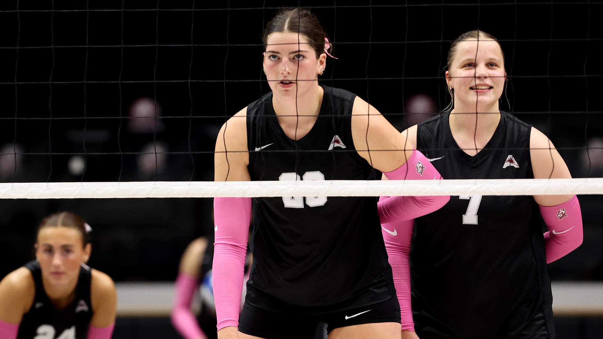 Mary Herman prepares for UNF's serve.